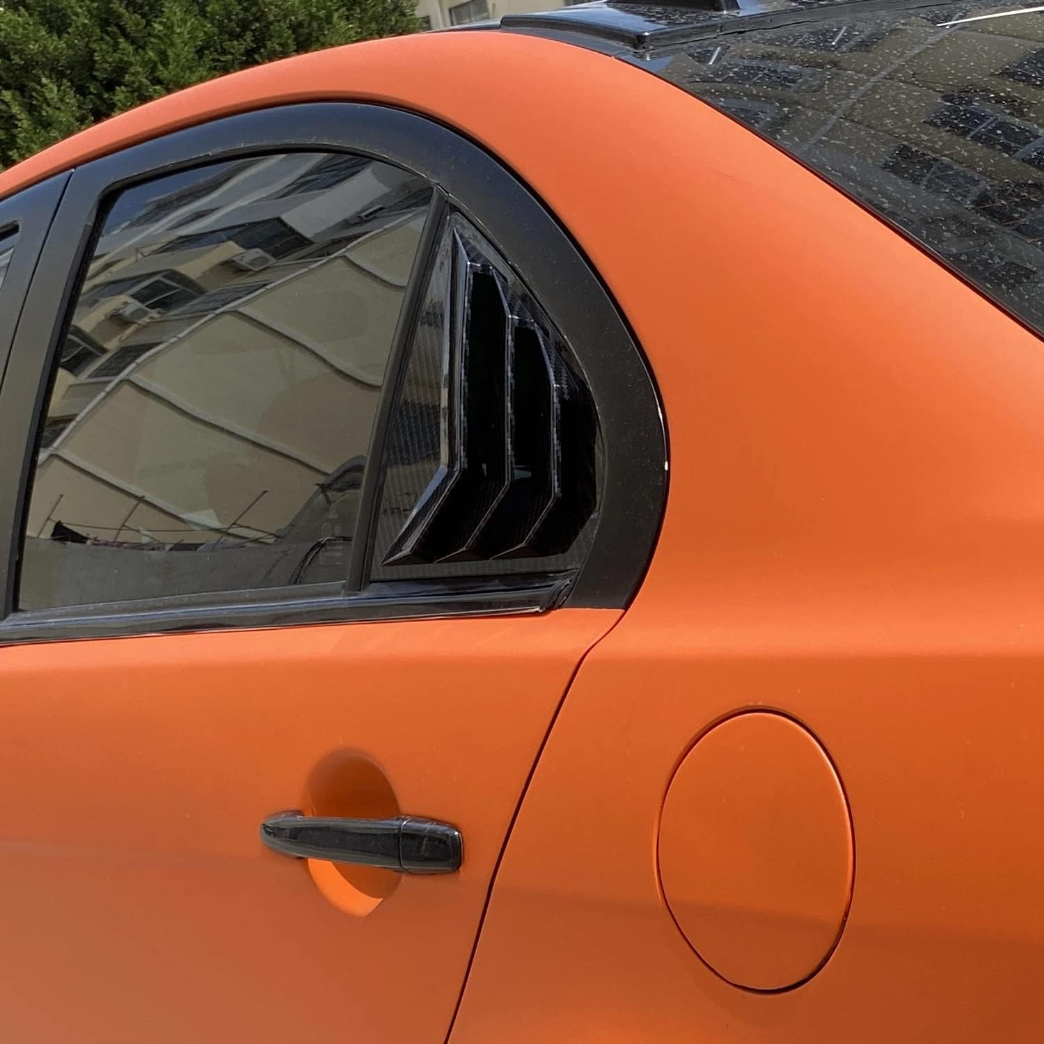 Autophoton for Mitsubishi Lancer 2008-2017 Carbon Fiber Black Rear Window Shutter Cover Trim 2Pcs Car Accessories image number 2