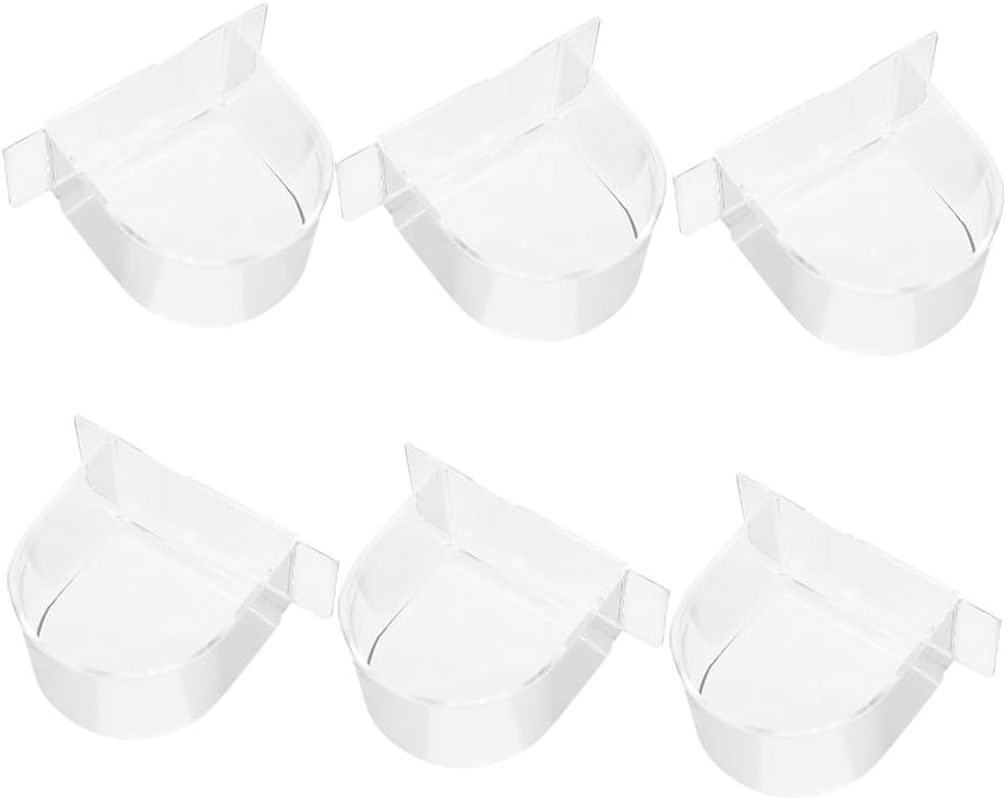 Bird Feeding Dish, 6 Pcs Parrot Cage Replacement Food and Water Cup,Parrot Feeding Bowls,Bird Feeder Pigeon Feeding Cups,Bird Feeders Winged Universal Cage Plastic Cups Pet Supplies for Small Bird image number 3