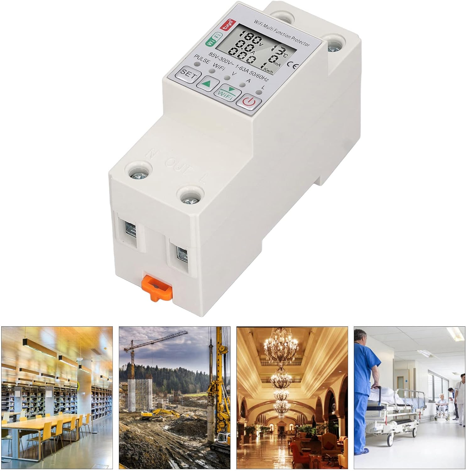 Wifi Smart Power Meter Switch, 63A 300V Real Time Smart Energy Monitor Switch, over Current Voltage Wifi Voice Remote Control Usage Monitor with Timer for Tuya APP image number 3