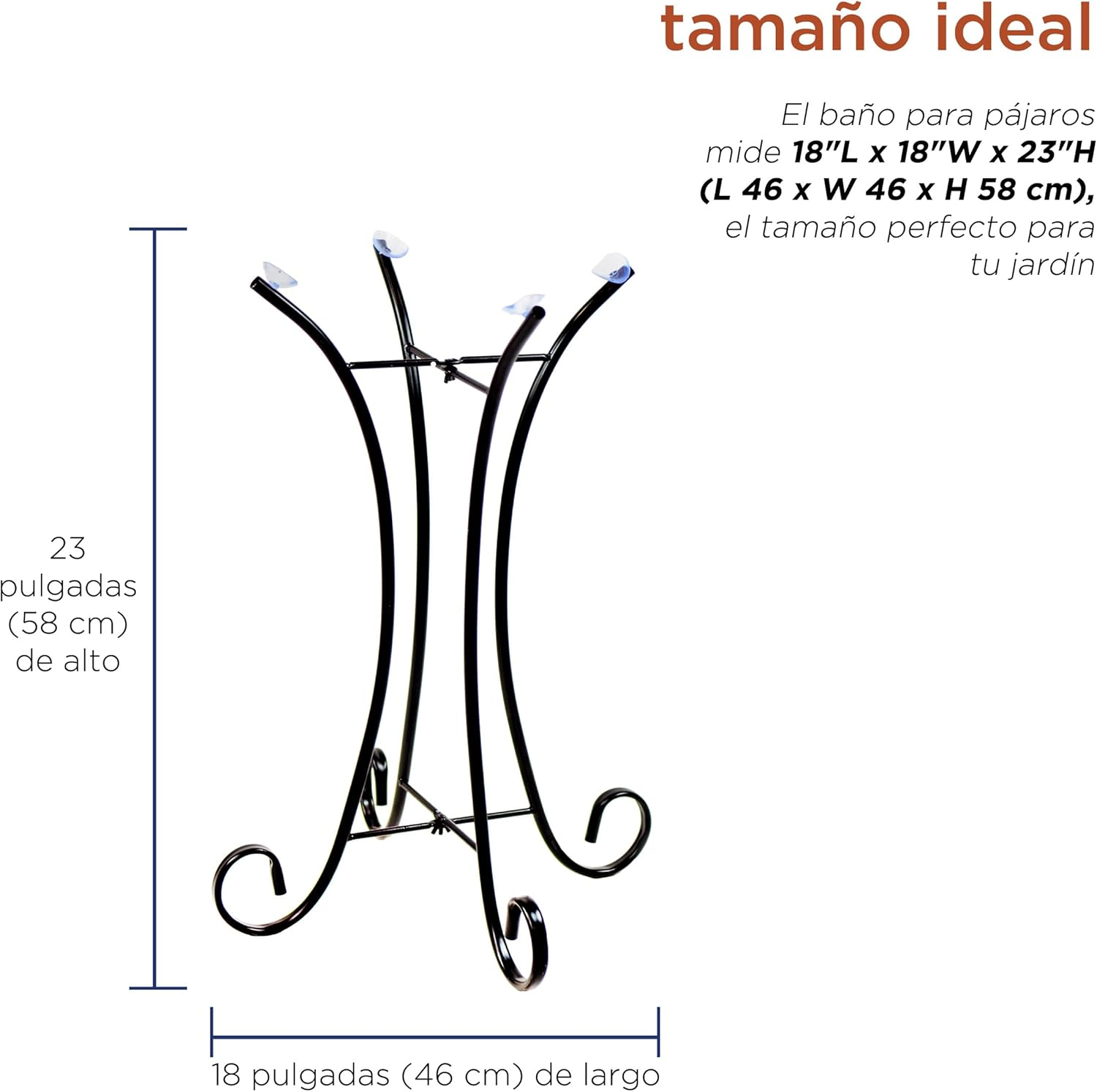 Alpine Corporation 23" Tall Outdoor Metal Bird Bath Stand D&eacute;cor Accessory, Black image number 6