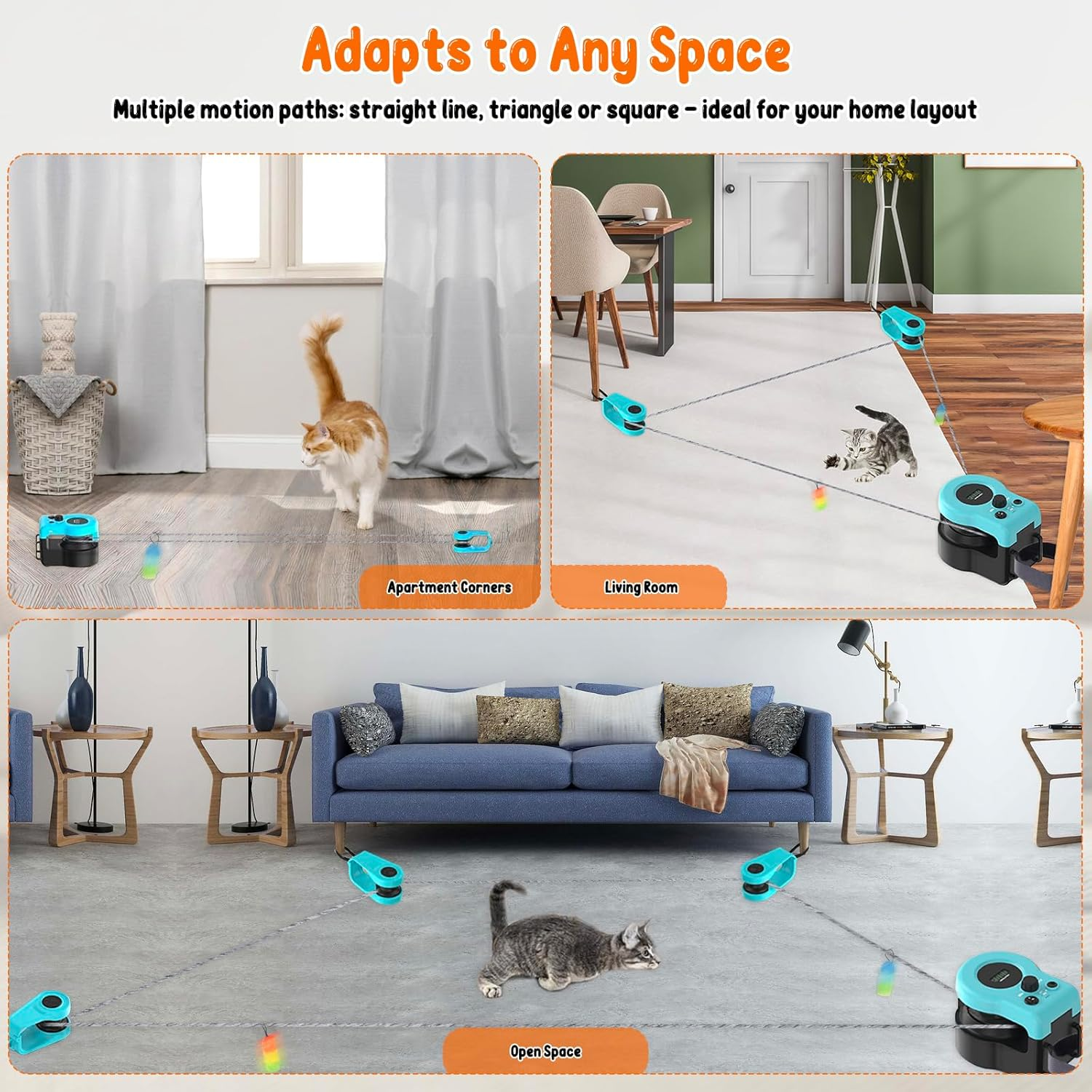 Homegroove Interactive Cat Toys for Indoor Cats, Auto/Remote Control DIY Cat Mouse Hunting Treadmill, Adjustable Speed Cat Chase Toy for Fitness, Playtime & Energy Release (Blue) image number 4