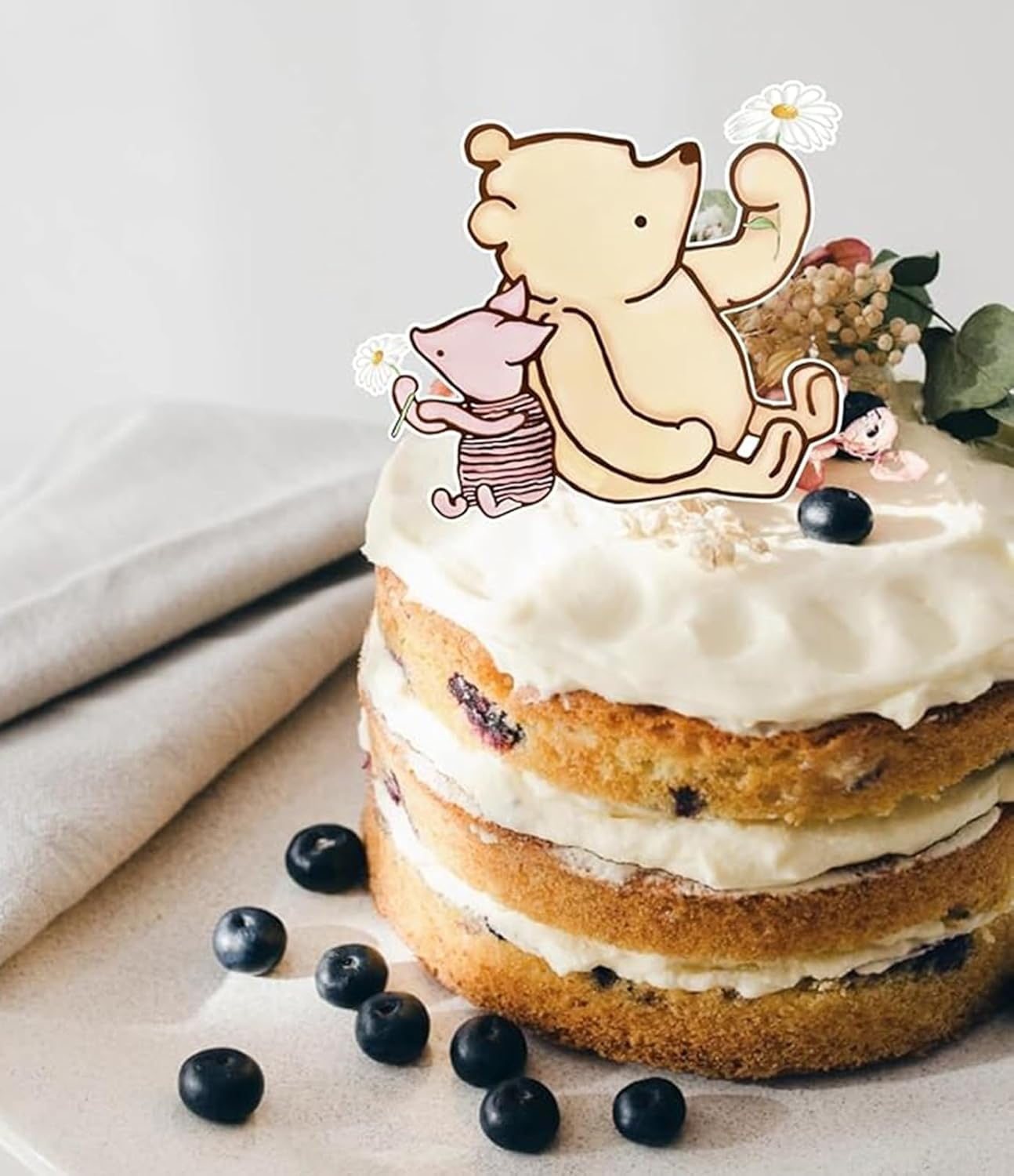 1PCS Winnie Cake Topper Welcome Baby Acrylic 5Inch Cake Toppers Cupcake Toppers Classic the Pooh Baby Shower Decorations Winnie Birthday Party Supplies image number 2