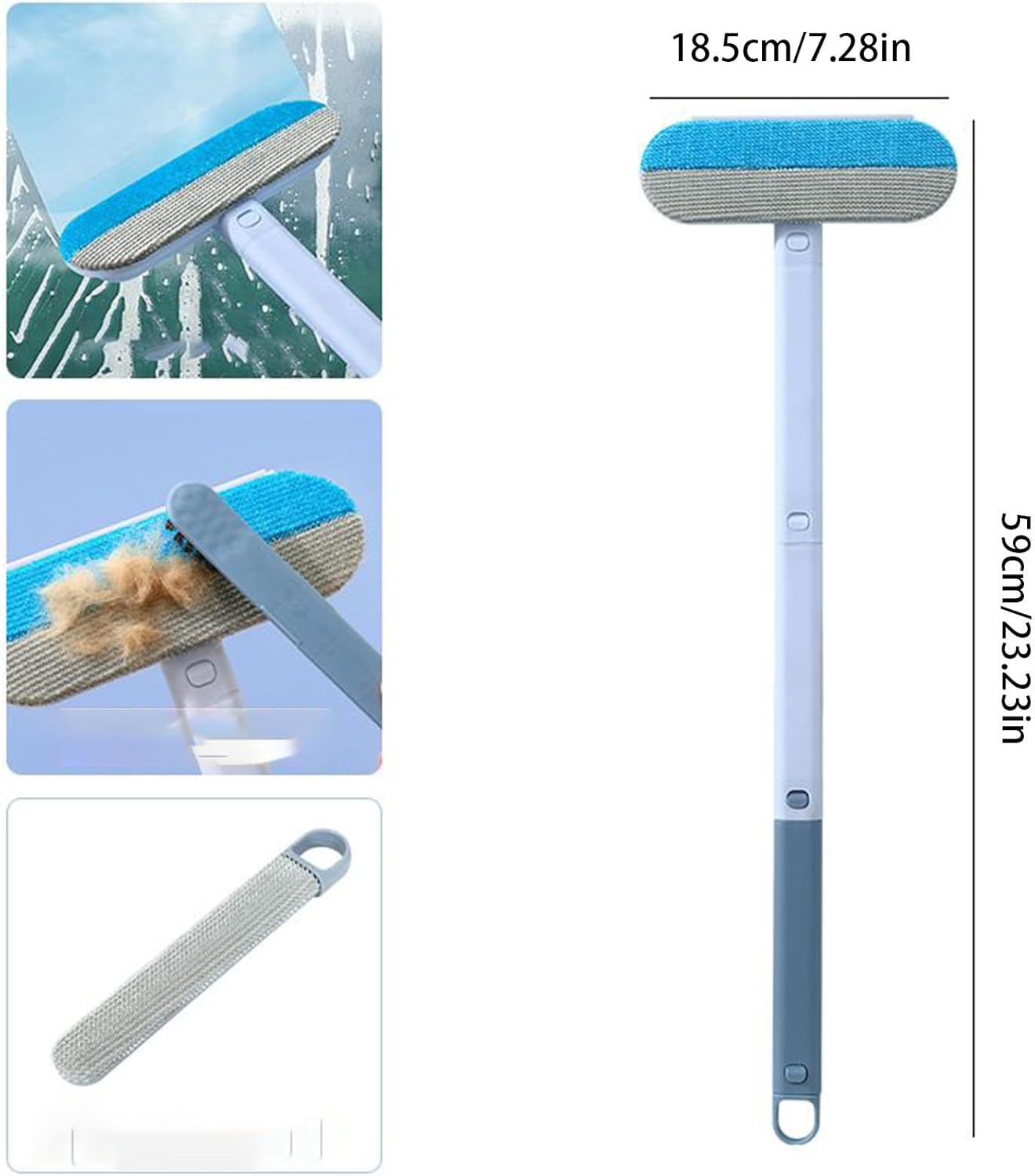 Pet Hair Remover, Reusable Cat Lint Remover for Clothes, Extendable Washable Cleaning Broom with Long Handle, Multifunctional Furniture Cleaner for Carpets Clothes