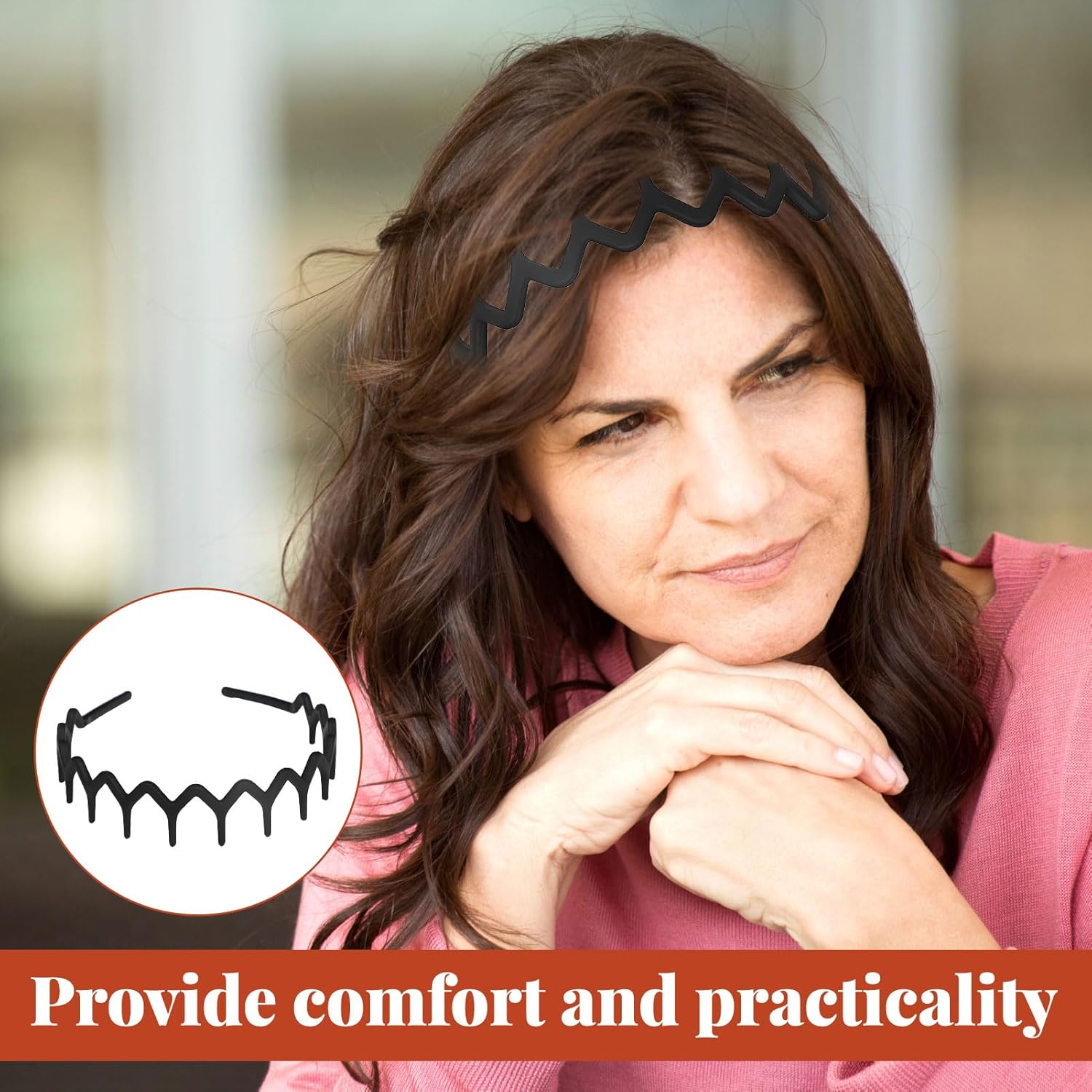 Zig Zag Headband, 4Pcs Headbands for Women, Hair Band, Zig Zag Black Plastic Sharks Tooth Hair, Tooth Comb Hairband Wavy Zigzag Headband, Plastic Hair Hoops Zigzag Hair Band for Women Men image number 2