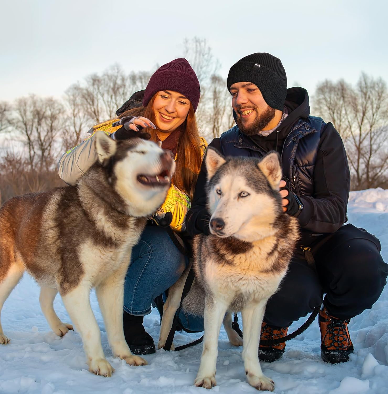 Wmcaps Winter Fleece Line Beanie with Earflap for Men Women, Outdoor Warm Thermal Knitted Hat Stocking Caps image number 2