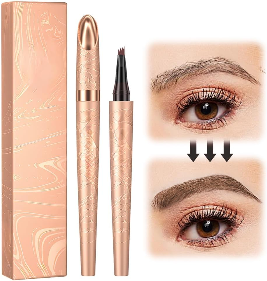 Pack of 2 Magic Microblading Eyebrow Pencil with 4 Micro Fork Tips, Smudge-Proof Eyebrow Colour, Provides Natural Looking, Defined Eyebrows (Light Brown (2 Pieces)) image number 1