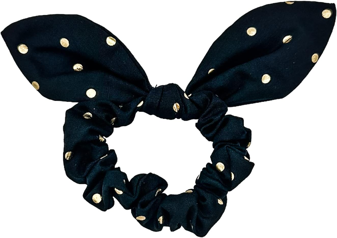 Haarallerliebst Scunchies Hair Bobbles (Bow with Polka Dots | Pink and Black | Pack of 2) for Girls with Storage Box