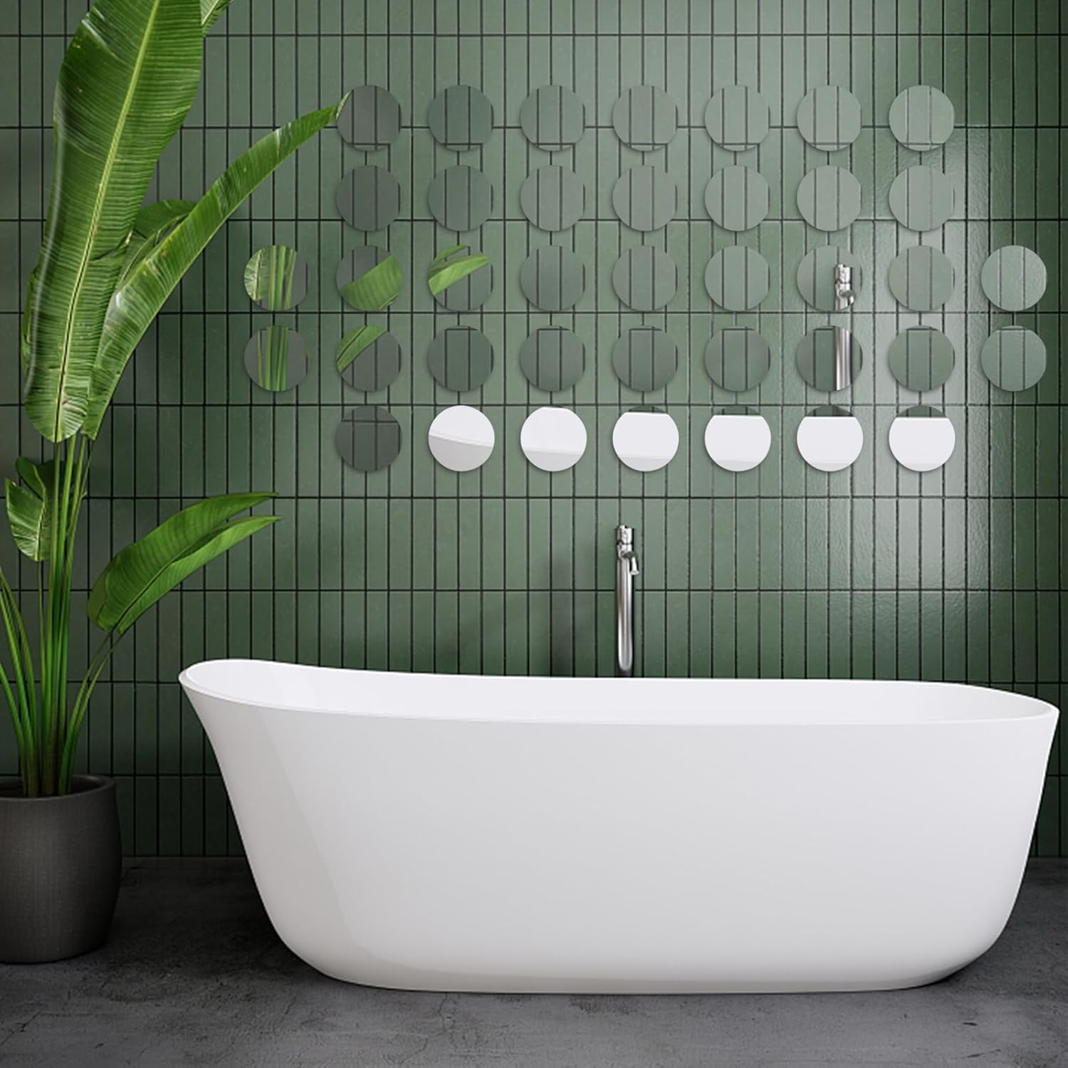 60 Pieces Small Circle Craft Mirror, 2 Inch Mini Mosaic Mirror Tiles round Decorative Glass Mirror for DIY Crafts image number 5