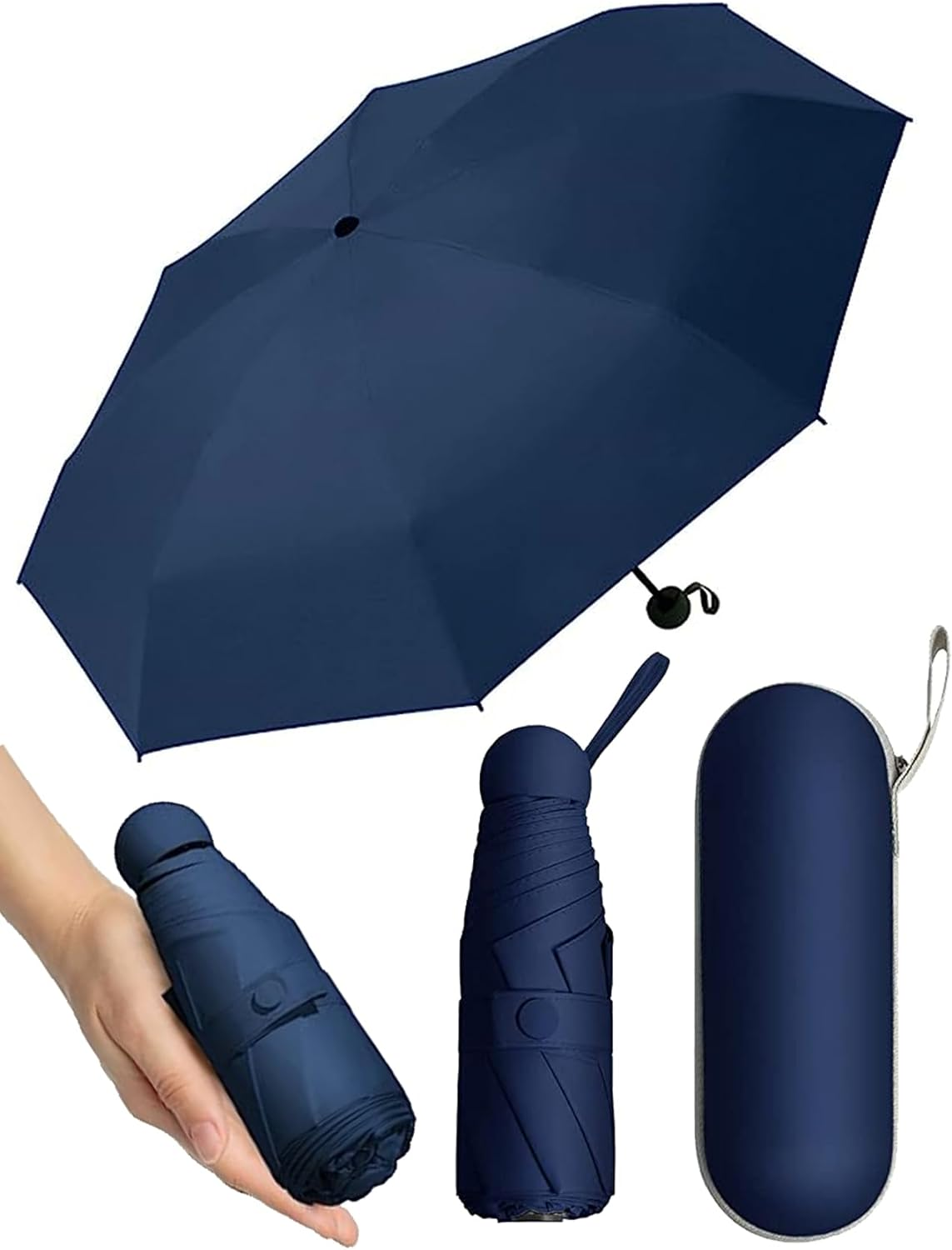 Travel Mini Umbrella, Small Compact UV Umbrella with Protective Case, Lightweight Tiny Pocket Umbrella for Purse, Sun & Rain Umbrellas Mini Travel Windproof Umbrella with 95% UV Protection