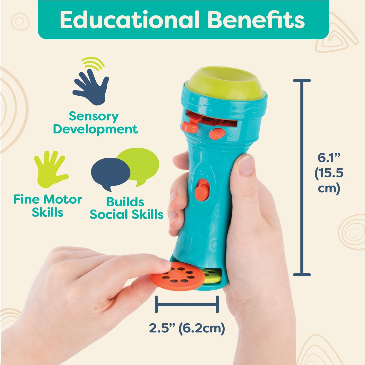 B. Toys by Battat BX1940Z Projector Night-Time Toy for Kids &ndash; 2 Slide-In Space Reels &ndash; Fun Toddler Flashlight &ndash; Light Me to the Moon (Blue) &ndash; 4 Years image number 4