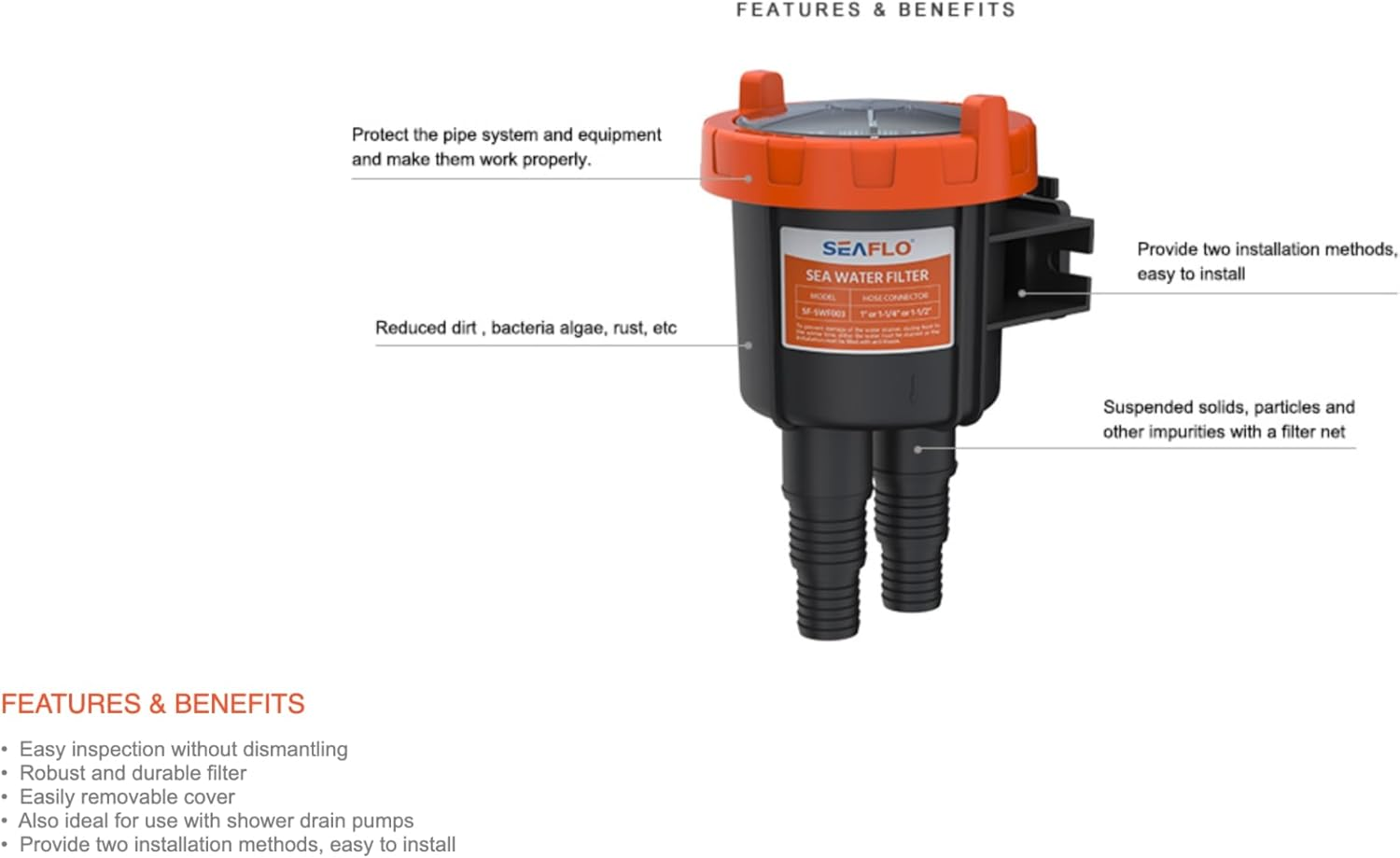 SEAFLO Raw Sea Water Filter/Intake Strainer image number 1