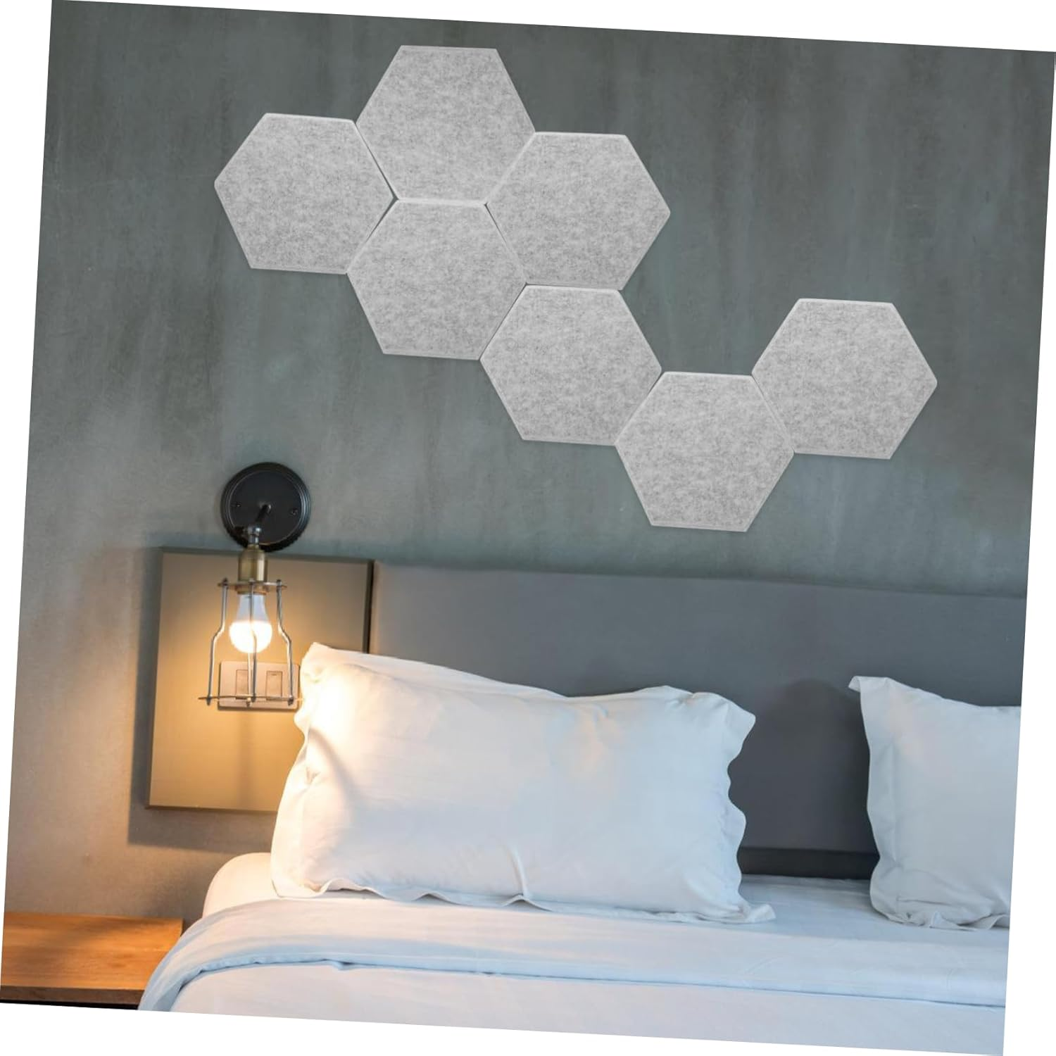 Ifundom 12Pcs Acoustic Wall Panel Sound Insulation Board 3D Hexagon Design Soundproof Pad for Home Office Studio image number 2