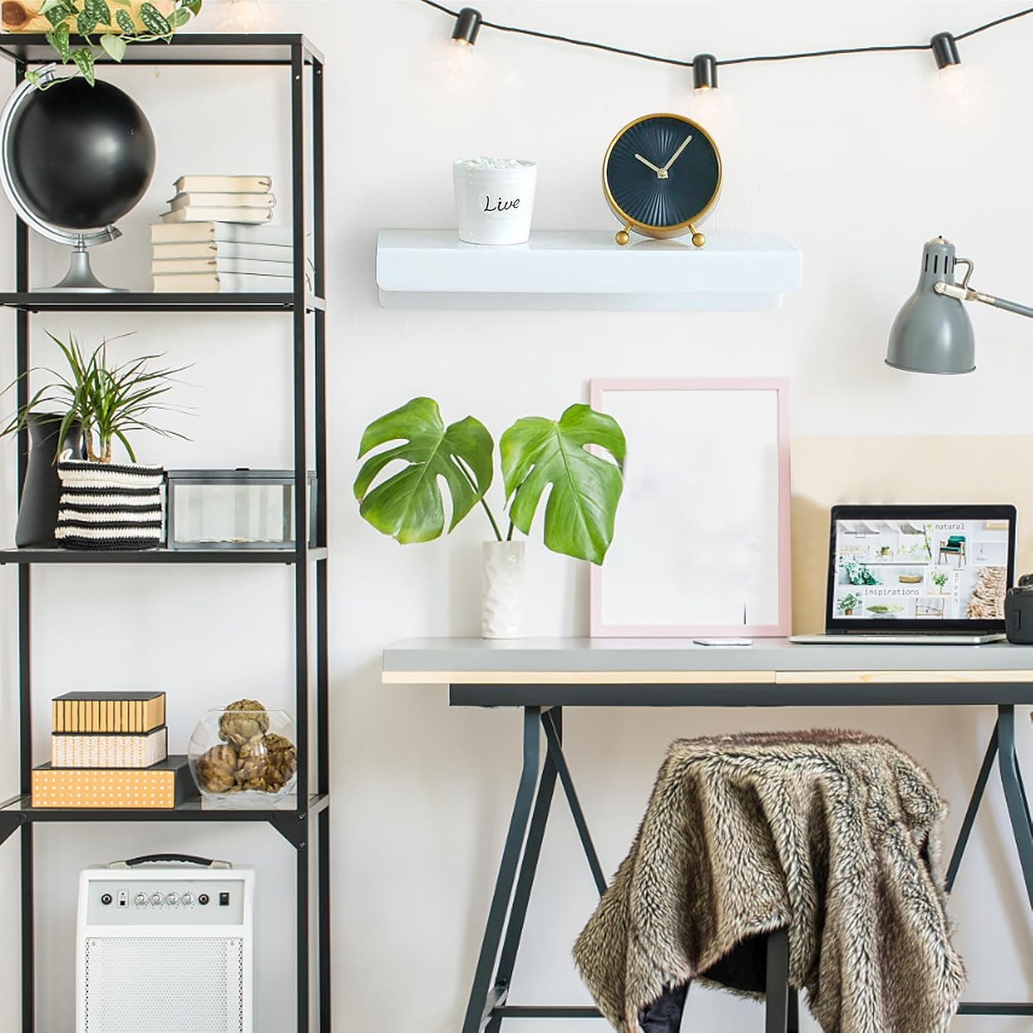 4 Pack Wall Floating Shelves, 30Cm U Shape Acrylic Wall Storage Shelves, Easy Installation Multifunctional Display Stand for Vinyl Record, Books (White) - Black image number 2