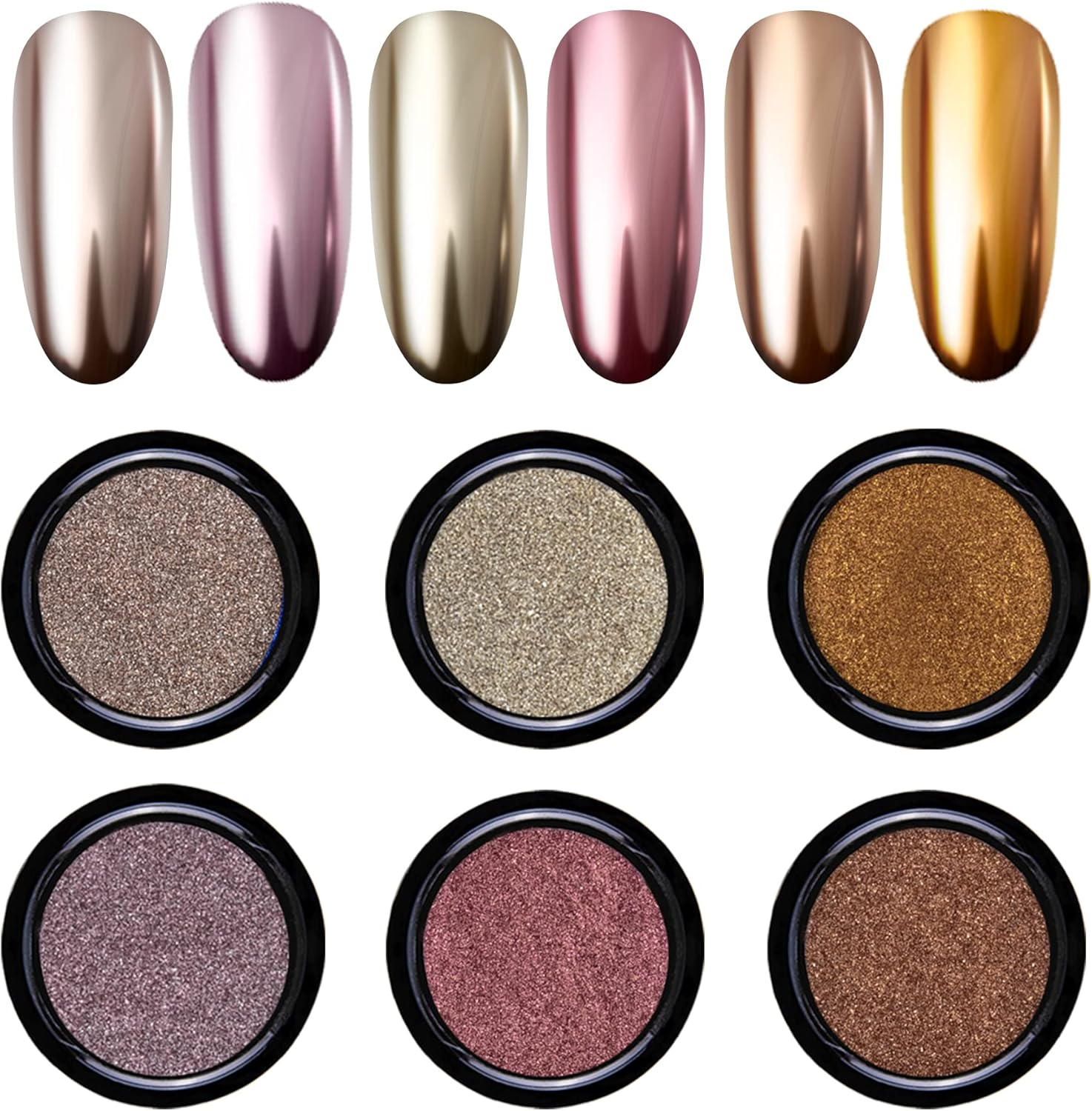 Duufin 22 Colours Nails Chrome Powder Set Chrome Glitter Powder Holographic Nail Powder Chameleon Powder Aurora Chrome Nail Powder Shiny Candy Powder with 22 Pieces Eyeshadow Pens for Nail Art image number 4