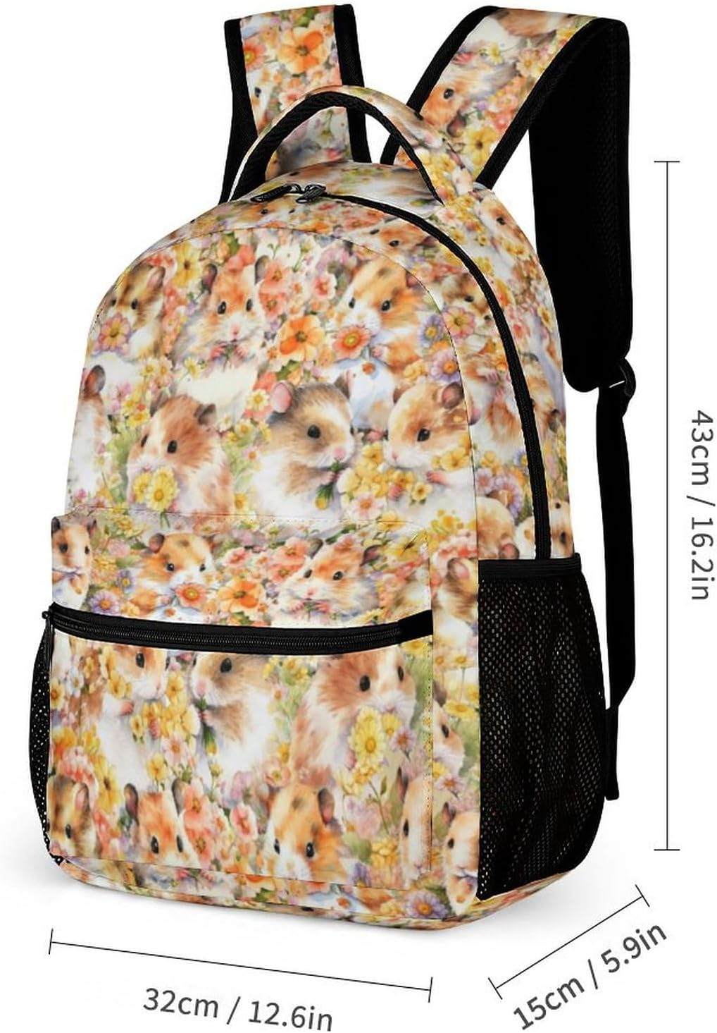 Hamster Backpack for Kids Girls Boys School, 16 Inches Hamster Bookbag, Hamster Backpack for School - Hamster Backpack1 Set image number 4