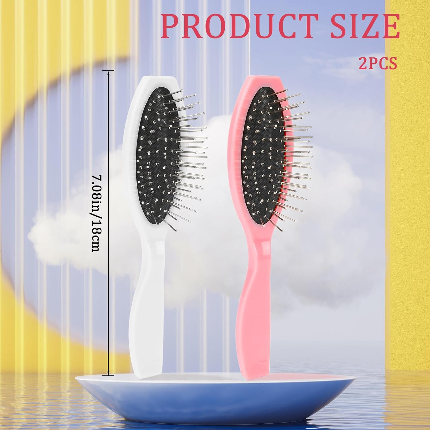 2 Pack Stainless Steel Wig Wire Brush, Portable Professional Synthetic Hair Brush and Combs for Wigs, Extensions, Women, Wig Brushes for Synthetic Hair image number 2