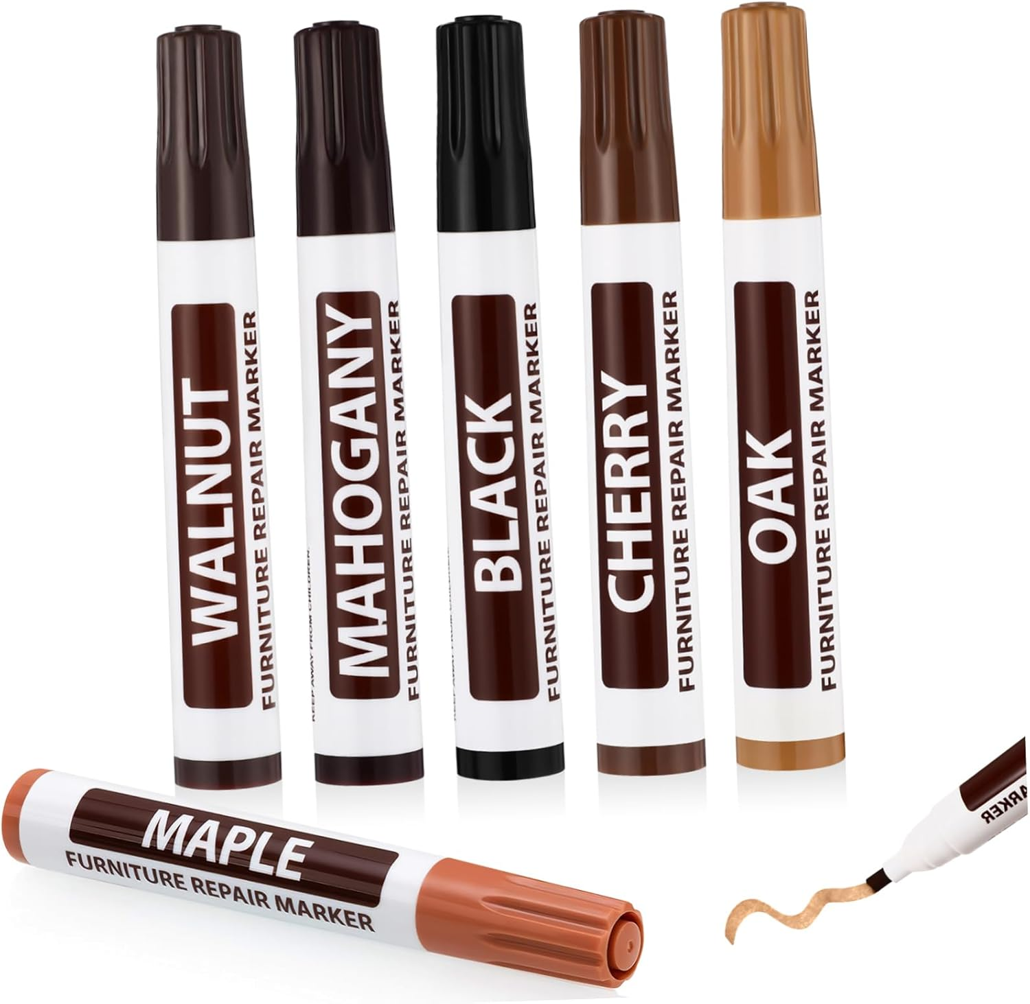 6Pcs Furniture Touch-Up Pen Marker for Wooden Furniture Repair Touch up Paint Pen for Scratched off Areas for Hiding Blemishes image number 6