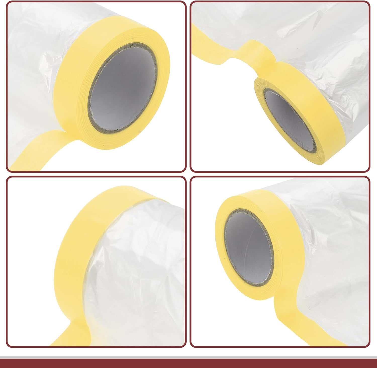 X AUTOHAUX 1 Pcs for Wall Covering Frames Cars Auto Body Paint Supplies Pre-Taped Masking Film Plastic Cover 1000X180Cm / 32.81Ftx70.87" Light Yellow White image number 5