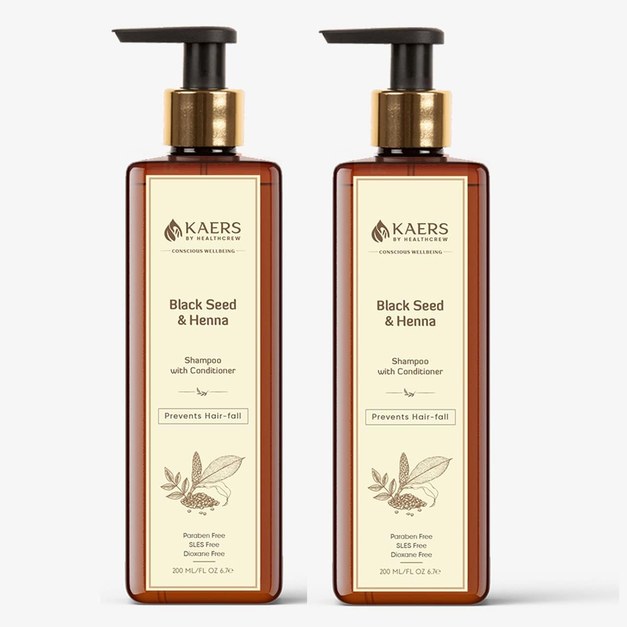 Kaers Kalonji Herbal Shampoo | Black Seed and Henna | Shampoo with Conditioner | Paraben Free, SLES Free, Dioxane Free | 200 Ml X 2 (Pack of 2) image number 3