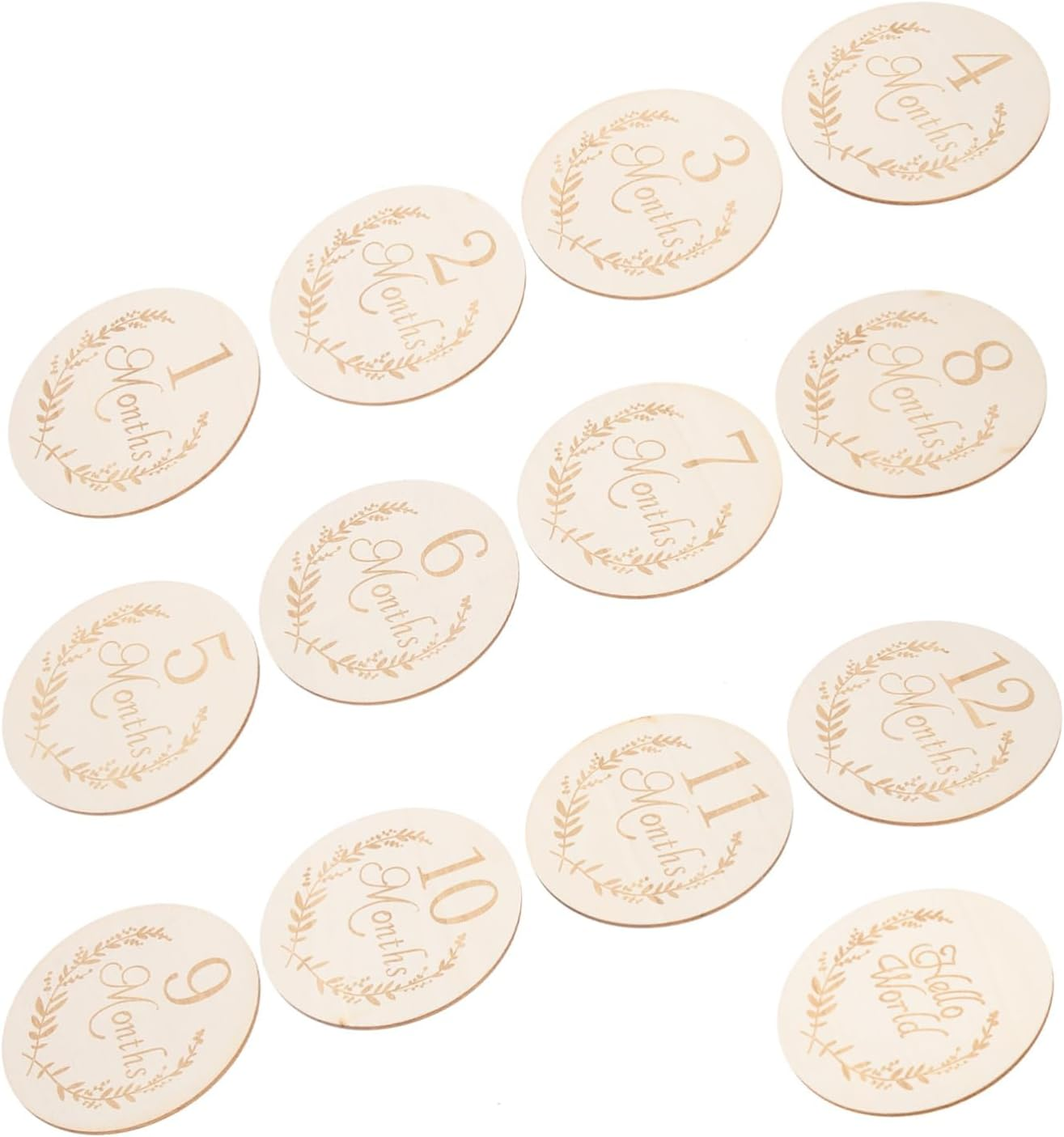 Gadpiparty 13Pcs Wooden Slices Newborn Milestone Cards for Monthly Growth Cards DIY Wooden Chips for Shower Decor image number 2