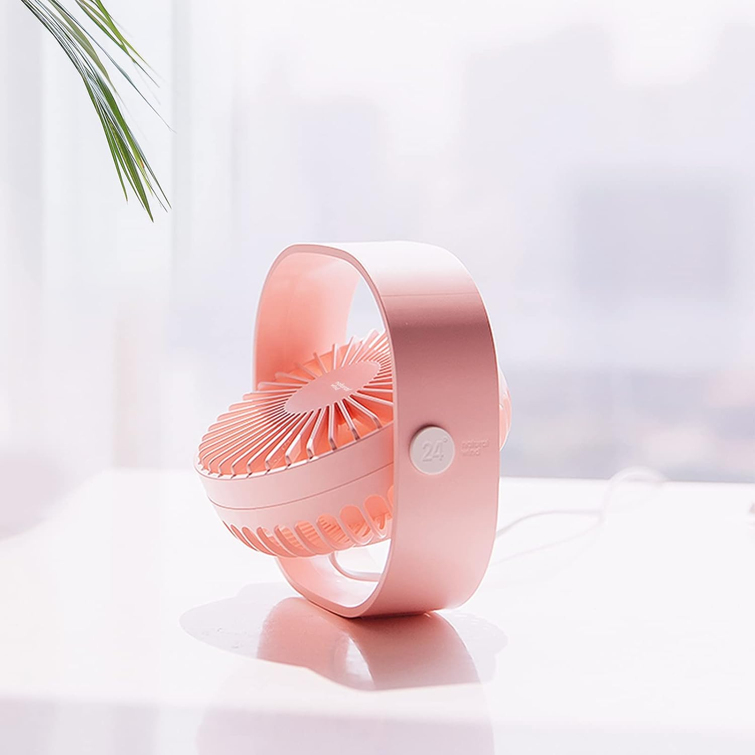 Simpeak Mini Usb Desk Fan Cooling Quiet Portable Pink USB Powered ONLY (No Battery), 3 Speed Setting 360&deg; Adjustable Swivel for Home and Travel image number 2