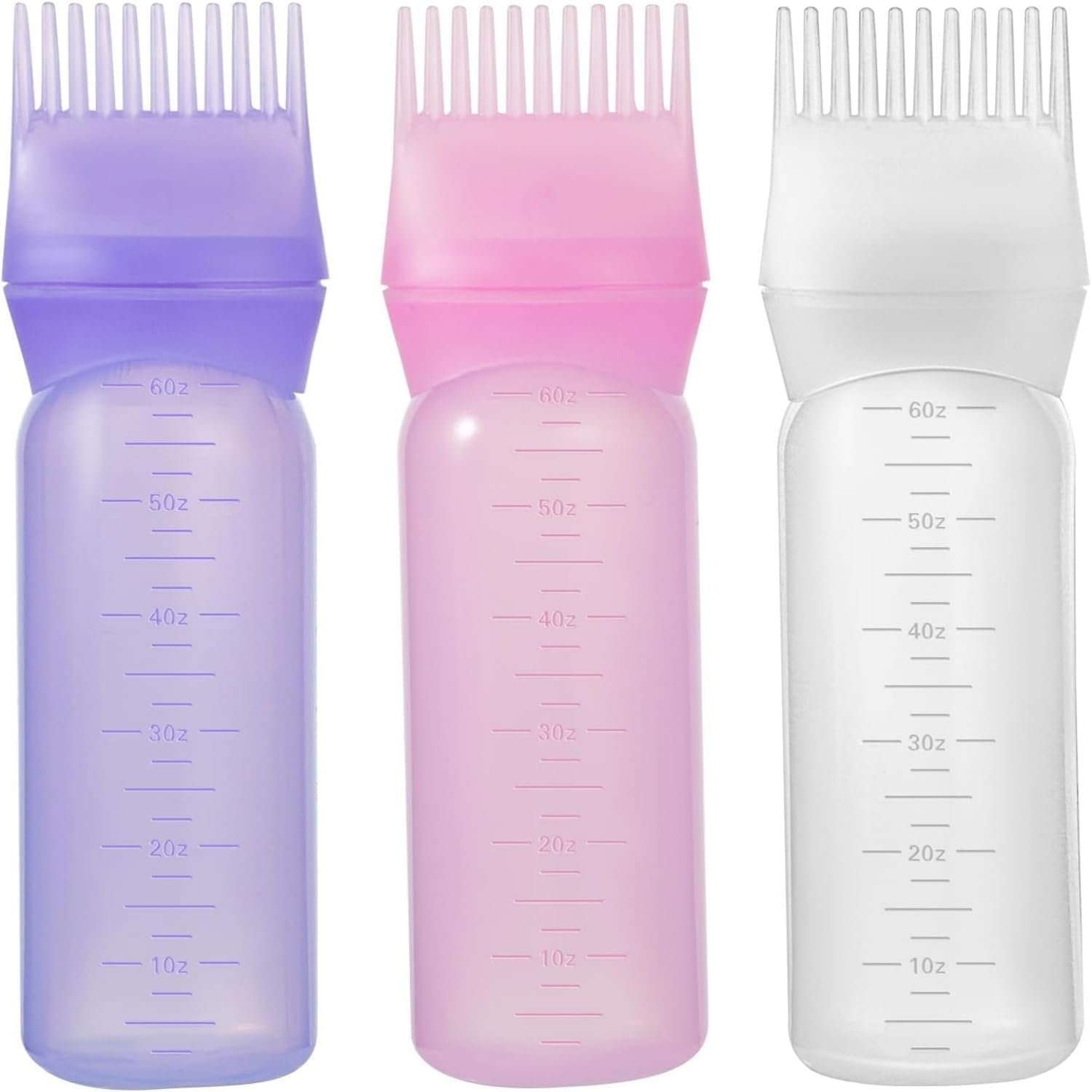 3Pcs Root Comb Applicator Bottle - Hair Color Scale Dye Bottle with Brush for Dying image number 3