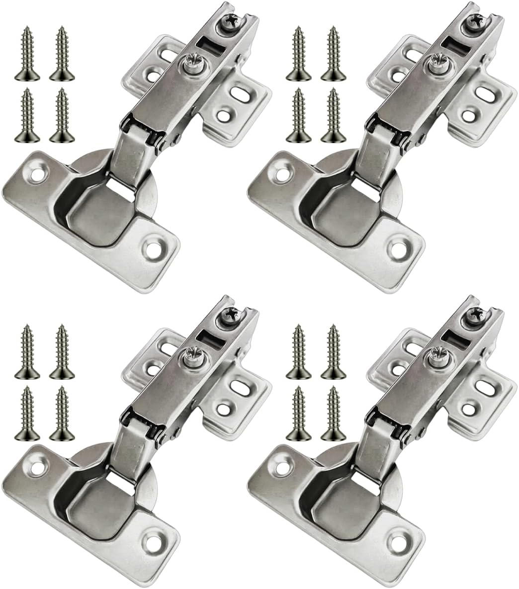 BEZANU Close Hinges, 4 PCS Kitchen Cabinet Hinges for Door, Wardrobe, Drawer (10.7 X 6.1Cm/4.21 X 2.4In) image number 4