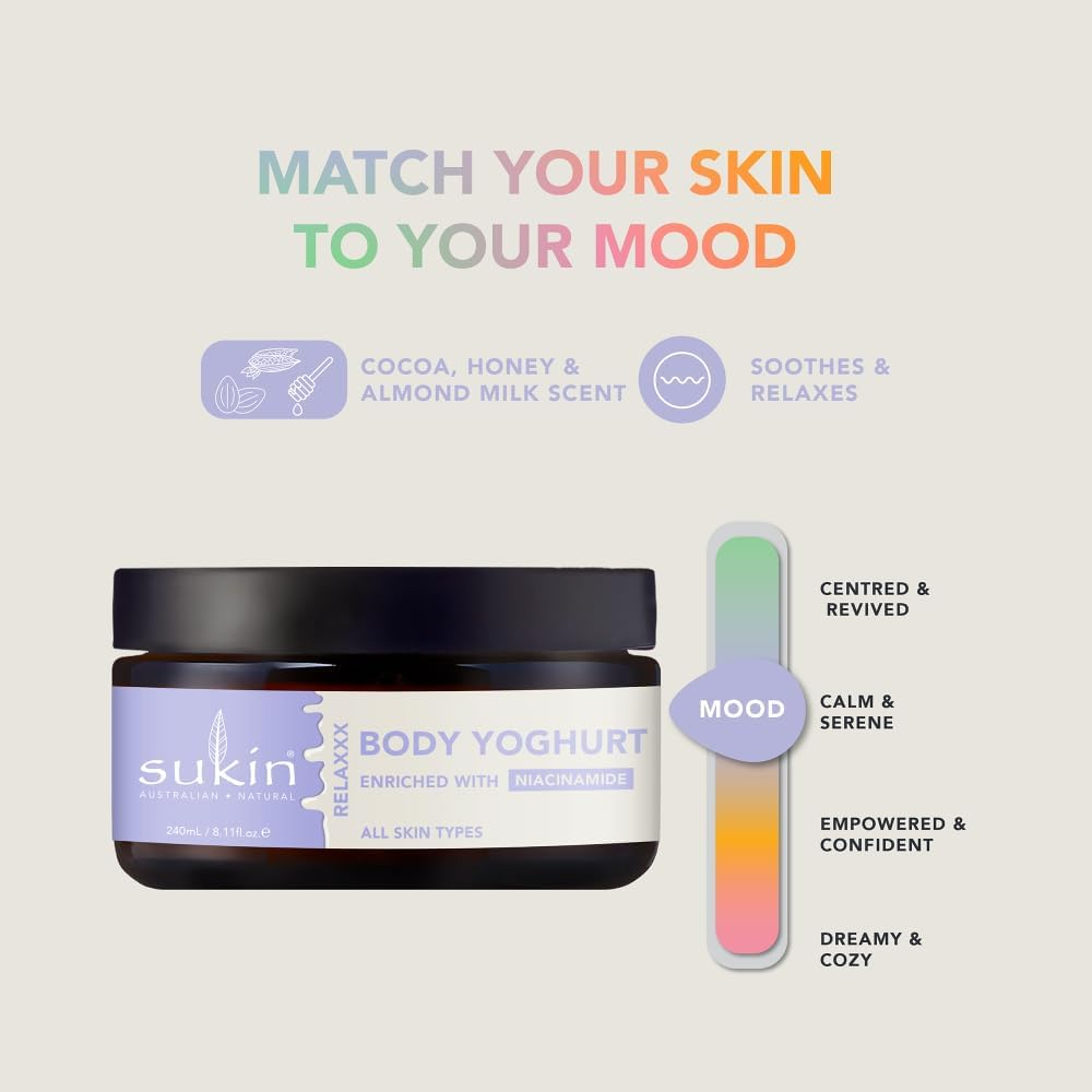 Sukin Moody Body Yoghurt 240Ml Cocoa, Honey & Almond Milk, Natural Hydrating Lotion with Niacinamide, Fast-Absorbing, Australian Made & Owned, Vegan, Cruelty-Free image number 3