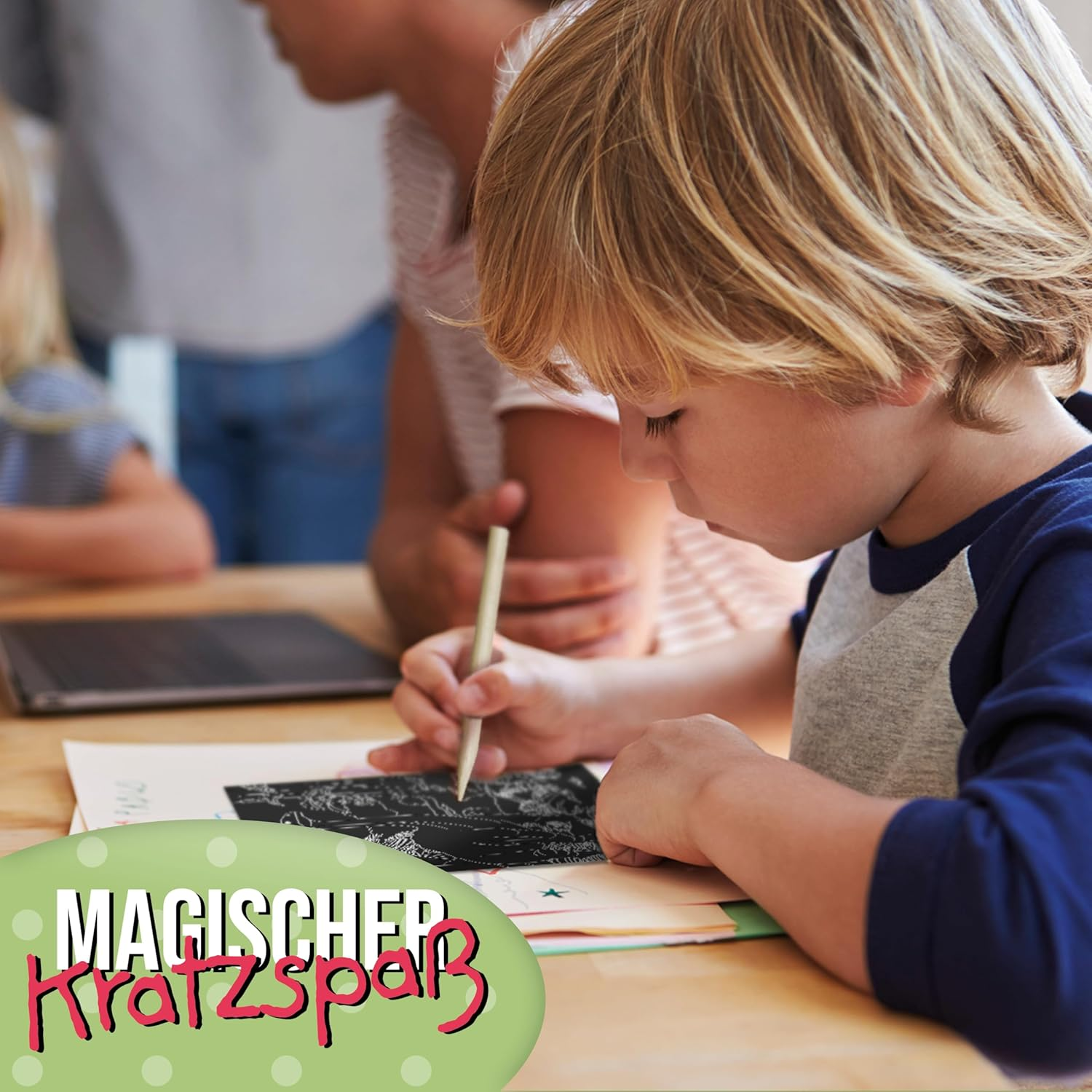 Lutz Mauder Scratch Pictures - Creative Painting and Craft Set for Children - 4 Designs Construction Site - Magic Rainbow Effects - DIY Scratch Paper - Wooden Pen - Scratch Block - Gift Idea for Girls image number 3