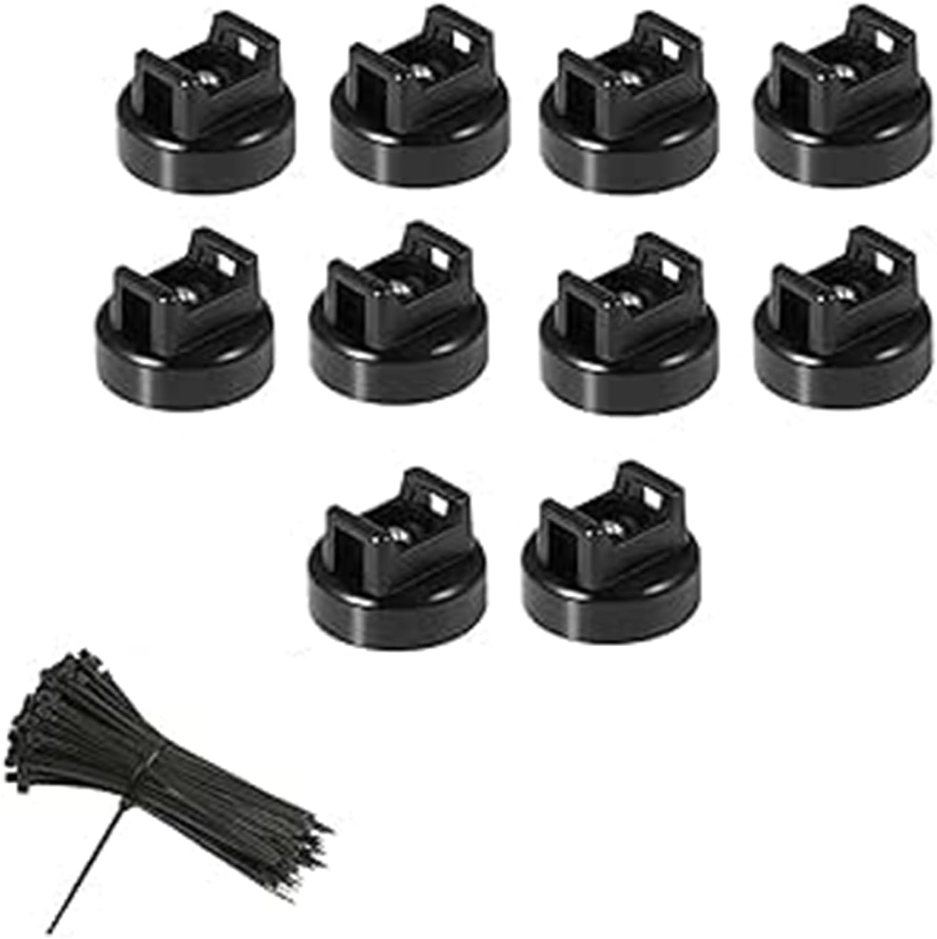 Roczential Magnetic Cable Zip Tie Mount Kit, Magnetic Zip Tie Mount, Magnetics Wire Holder, Strong Magnetics Wire Mounts Base with Nylon Zips Ties, for Cable Management (10Pcs,) (22Mm) image number 3