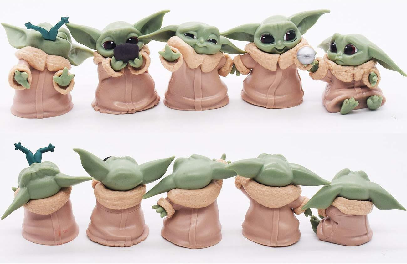 Cartoon Cake Creative Decoration Tomicy 5PCS Baby Yoda Mini Figures Set Creative Animal Shape Birthday,Party Cake Set, Party Supplies Cupcake Figurines image number 5