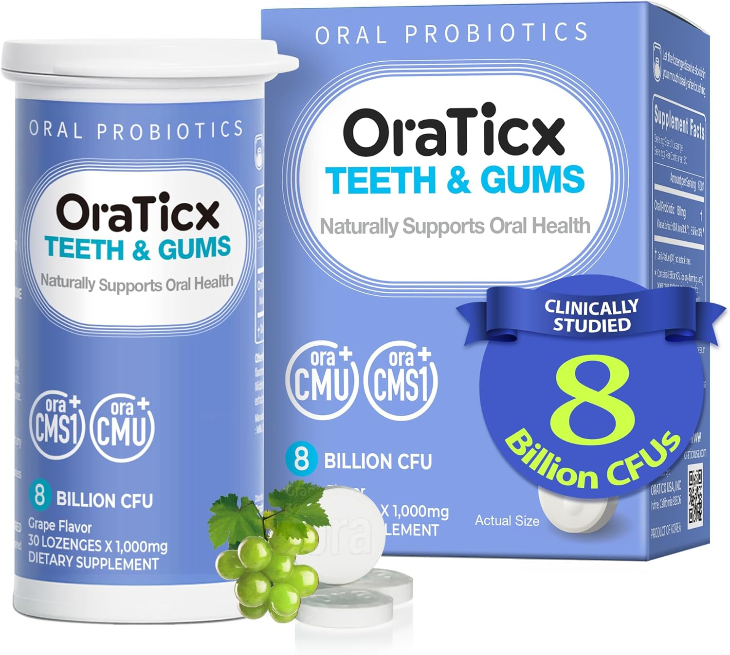 Oraticx Teeth & Gums Dental Probiotic, 8 Billion CFU Unique Oral Care Probiotic, Naturally Supports Oral Health and Immunity for Adult, Grape Flavor 30 Lozenges 1-PK image number 4