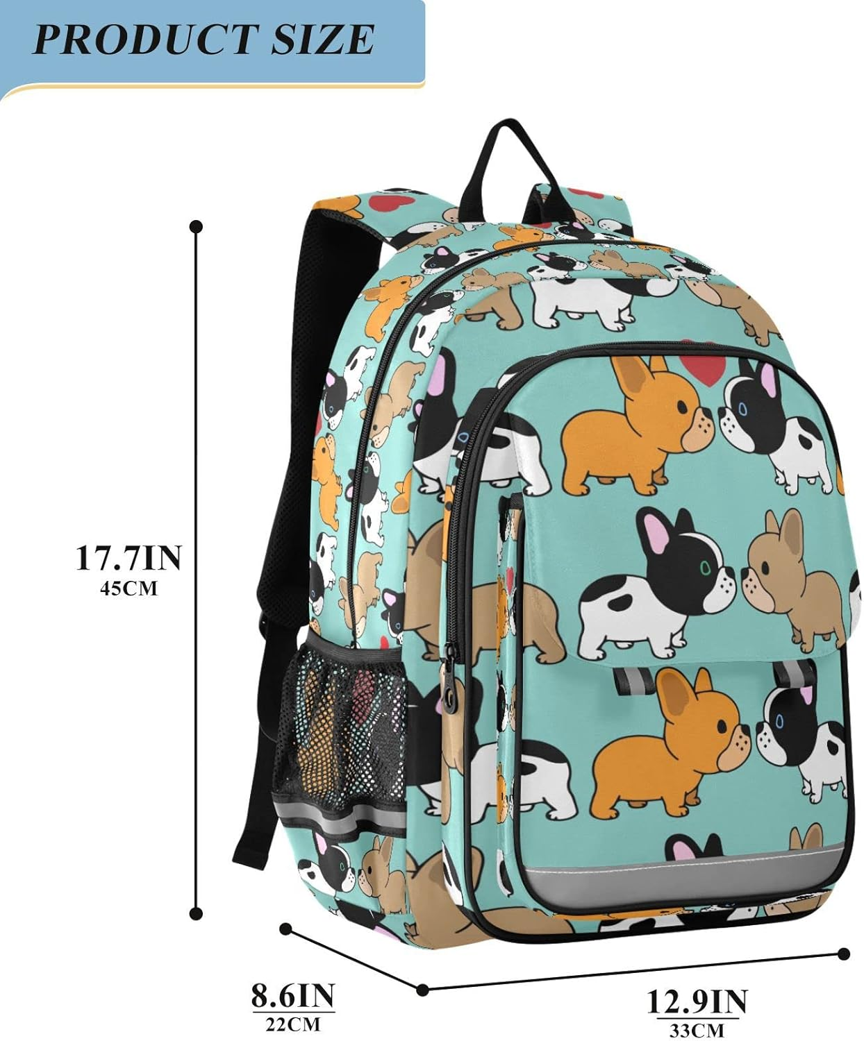 ALAZA Cute Puppy Dog French Bulldog Print Laptop Backpack Purse for Women Men Travel Bag Casual Daypack with Compartment & Multiple Pockets, Multicolor, One Size, Daypack Backpacks