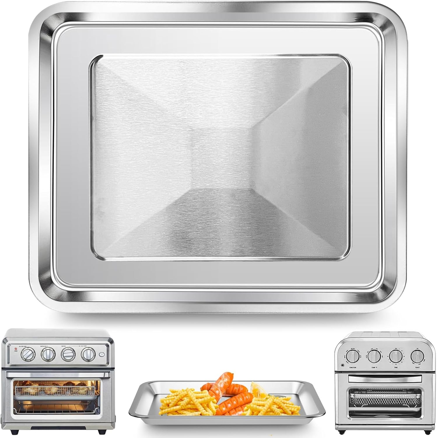 Air Fryer Tray Replacement for Cuisinart TOA-95 Toaster Air Fryer Convection Oven, 13.5 * 10.5'' Non-Stick Mesh Air Fryer Stainless Steel Basket Wire Rack Accessories Parts, Dishwasher Safe image number 5