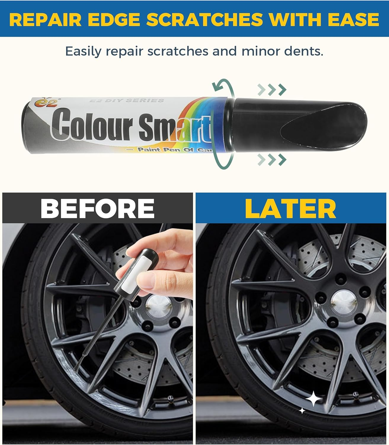Touch up Paint for Cars,Rim Paint,Car Accessories Wheel Paint,Auto Touch up Paint,Car Scratch Remover Pen,Rim Scratch Repair,Car Paint Automotive Paint, Rim Paint for Car Wheel Repair (Black)