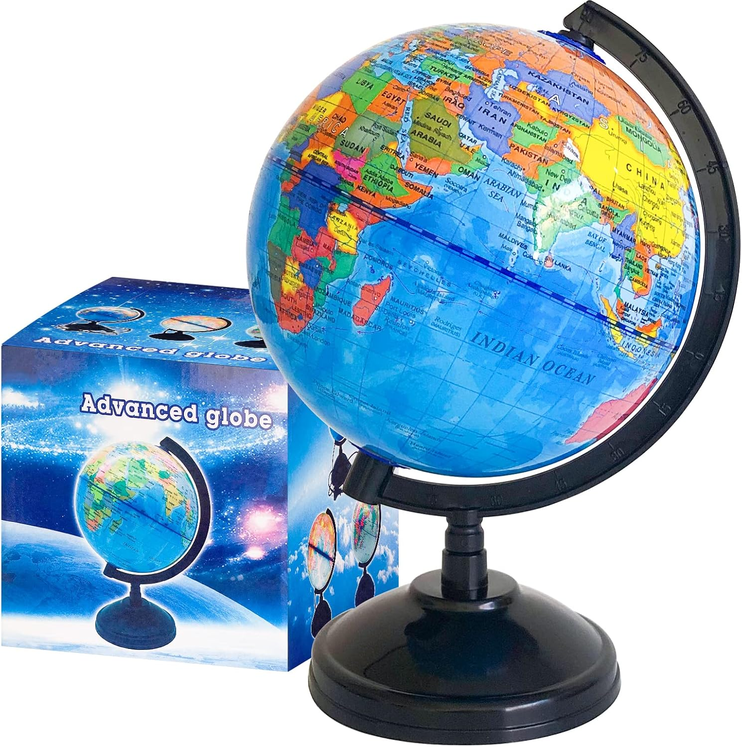 6'' Geographic World Globe for Kids - Educational with Stand, Decorative Rotating Map, Political for Classroom Geography Teaching and Kids Room Decor image number 6