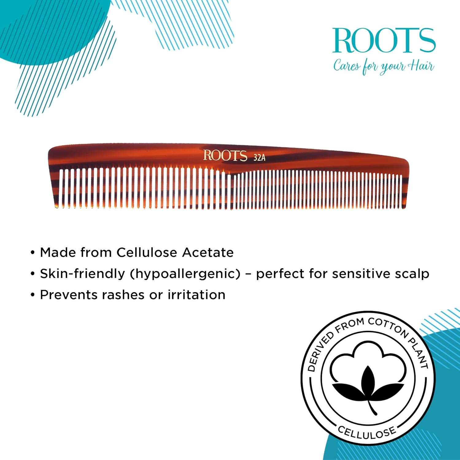 Roots - Brown Combs for Hair - Dressing Comb - Wide & Thin Tooth Comb - Comb for Wome