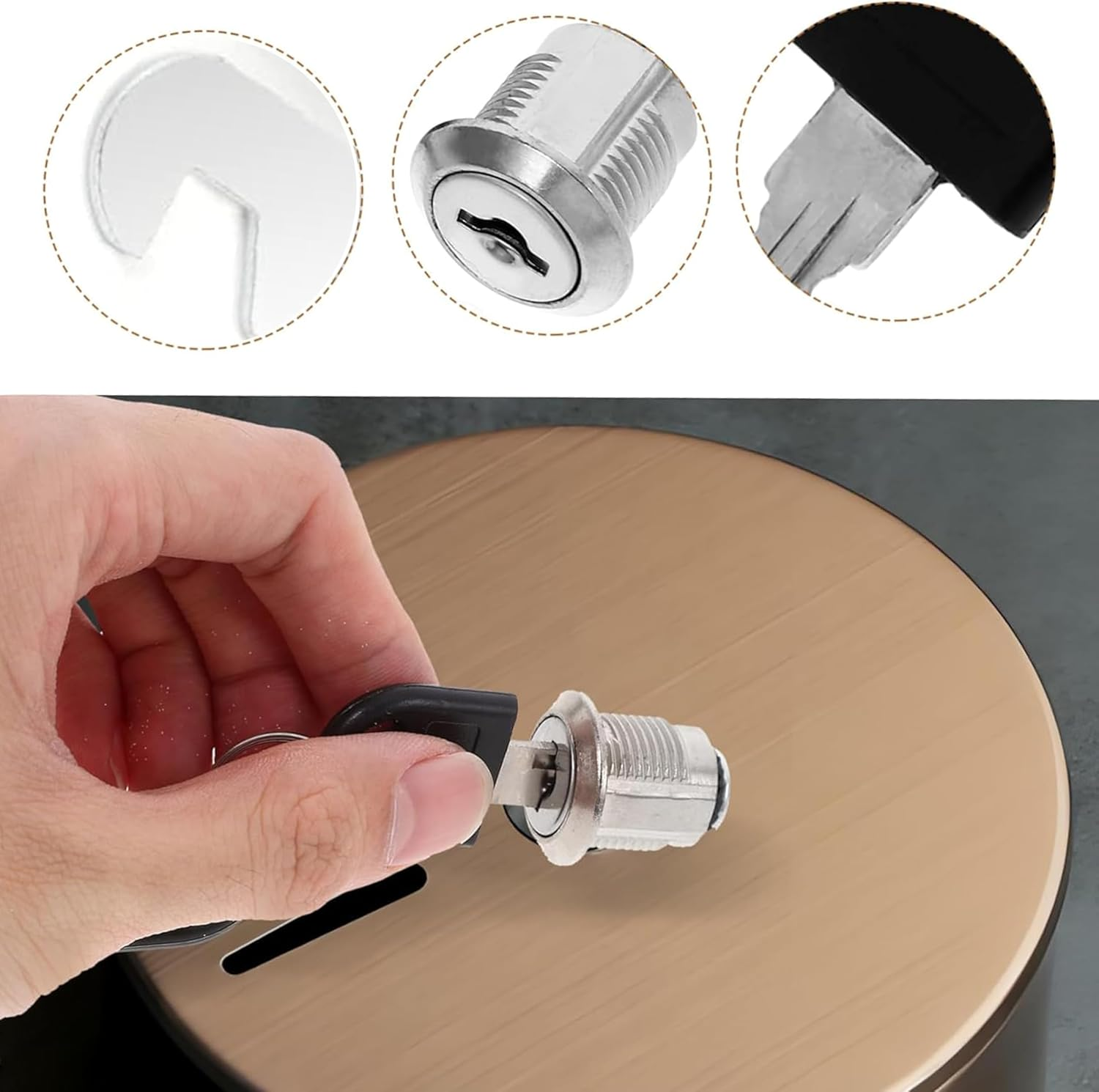 Universal 25Mm Cabinet Lock - Zinc Alloy round Cam Lock Core with Key, Heavy Duty Drawer Lock for Milk Boxes, Office Desks, Industrial Storage Units image number 1