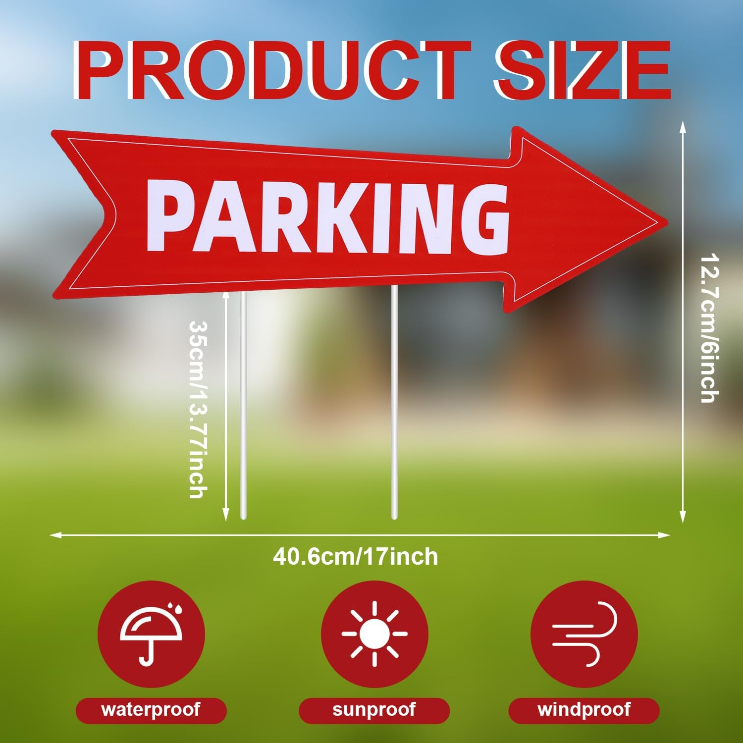 8Pcs Event Parking Signs with Stakes, 17 X 6 Inch Double Sided Car Parking Signs with Arrows Waterproof Corrugated Plastic outside Parking Sign Post for Outdoor, Yard, Lawn image number 2