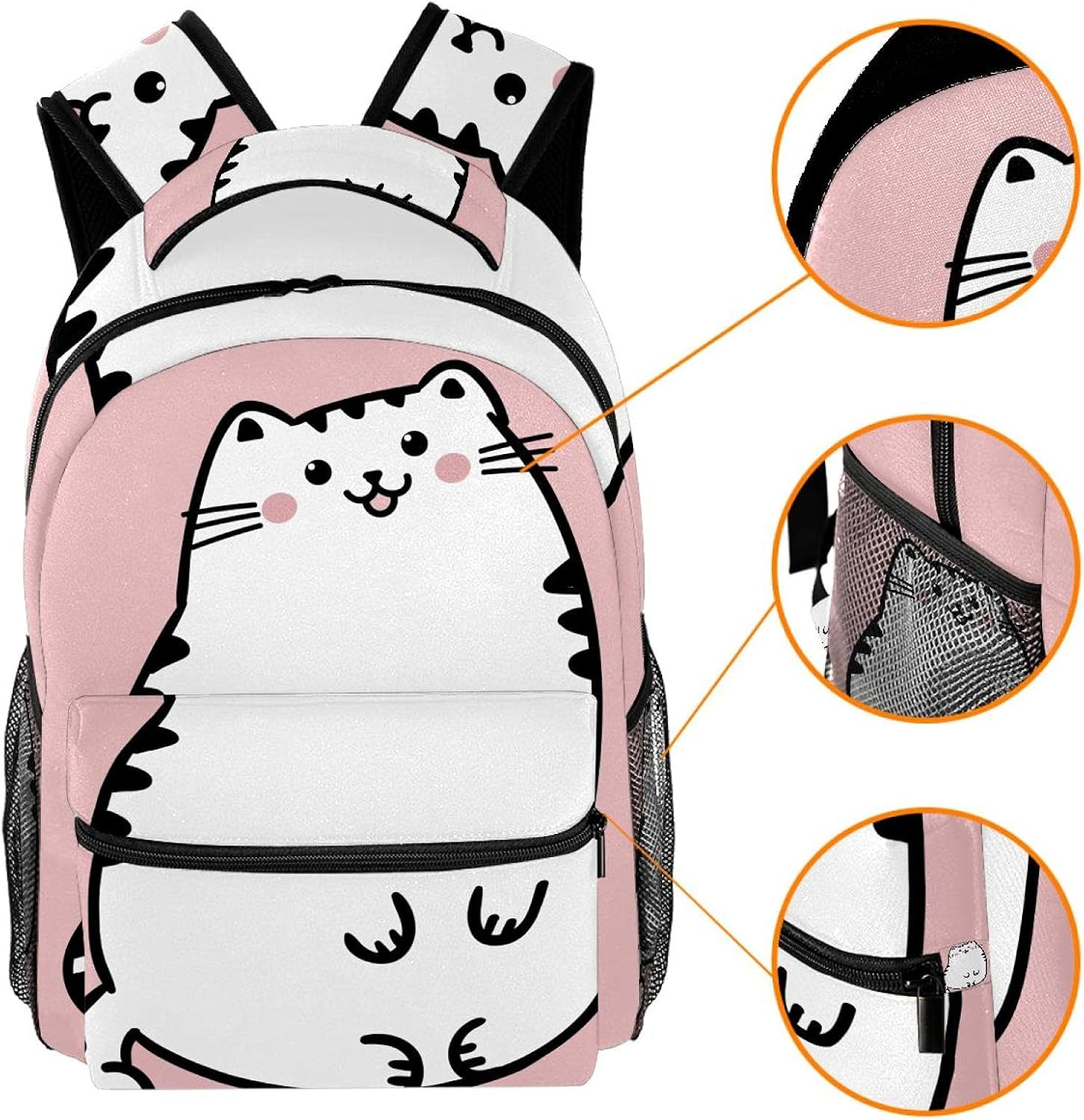 Kawaii Cute Fat White Cat I Backpack Students Shoulder Bags Travel Bag College School Tote Backpacks image number 1