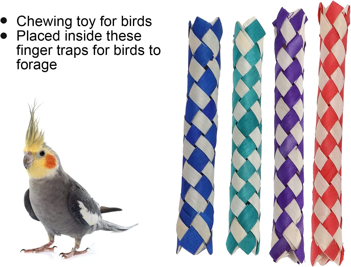 Chinese Bamboo Finger Trap, Finger Trap Practical Cultivate with Bambo for Bird Toys DIY Various Toys and Gifts Replacement for Pets image number 4