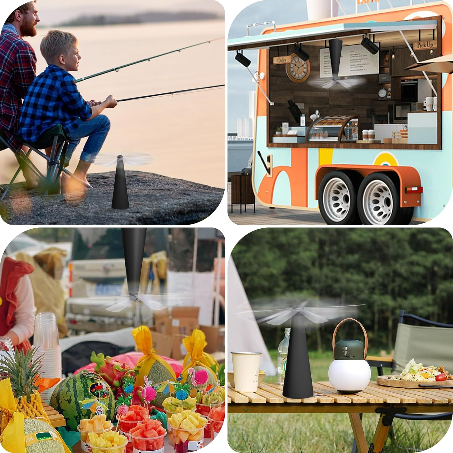 Fly Repellent Fan, Geeric Fly Fans for Tables Suspensible Hook Portable Ceiling Fan for Repels Bugs Mosquito Plant Gnat Traps In/Outdoor Home Camping BBQ Picnic Odorless Safety Keep Fly Away from Food image number 4