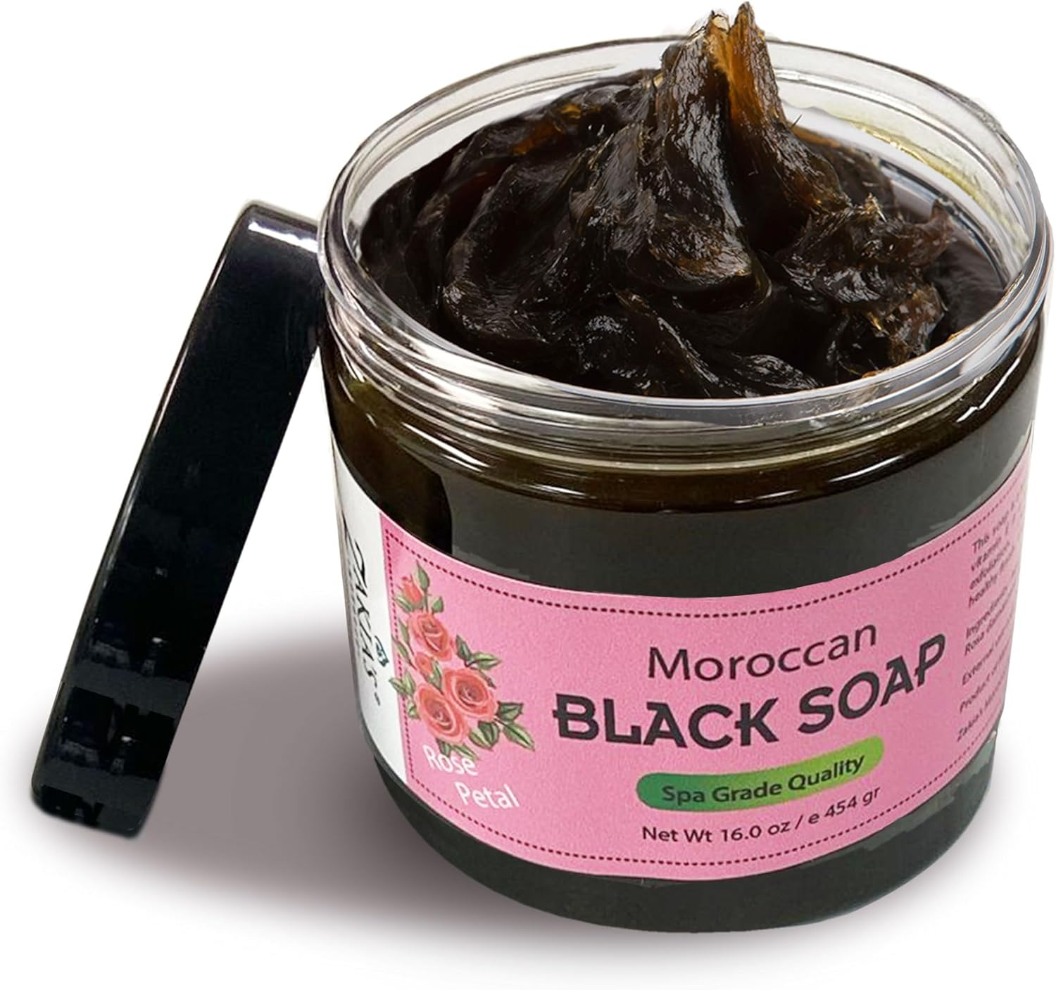 Zakia'S Morocco Moroccan Black Soap (Beldi Olive Soap) Rose Petal Scent, 100% Natural, Body Scrub, Pure & Natural, Purifying, Cleansing, Exfoliating for Hammam Ritual- 16.0 Oz / 552Gr, Value Size image number 6