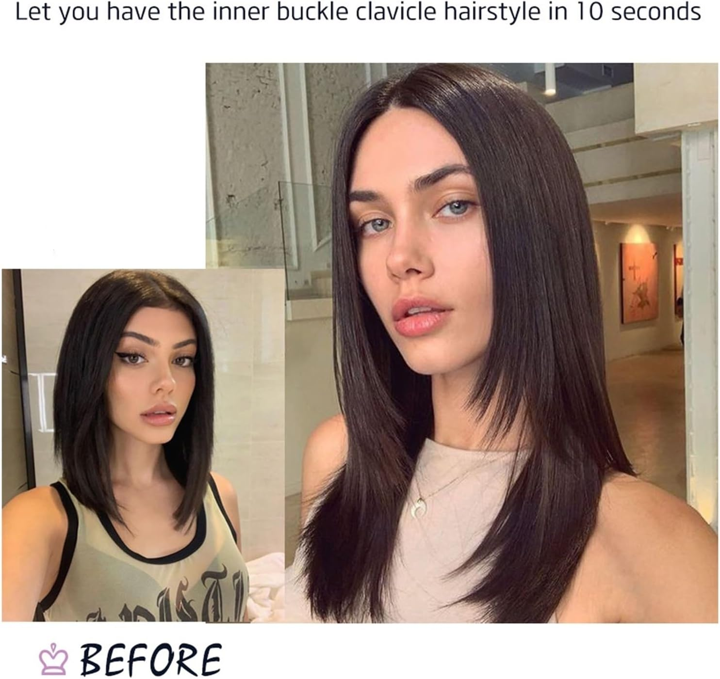 Synthetic Hair Extensions Clip in Hair Extenstion Invisible U-Type Short Straight Extension Women Hairpieces Half Wig(Coffee Colour)