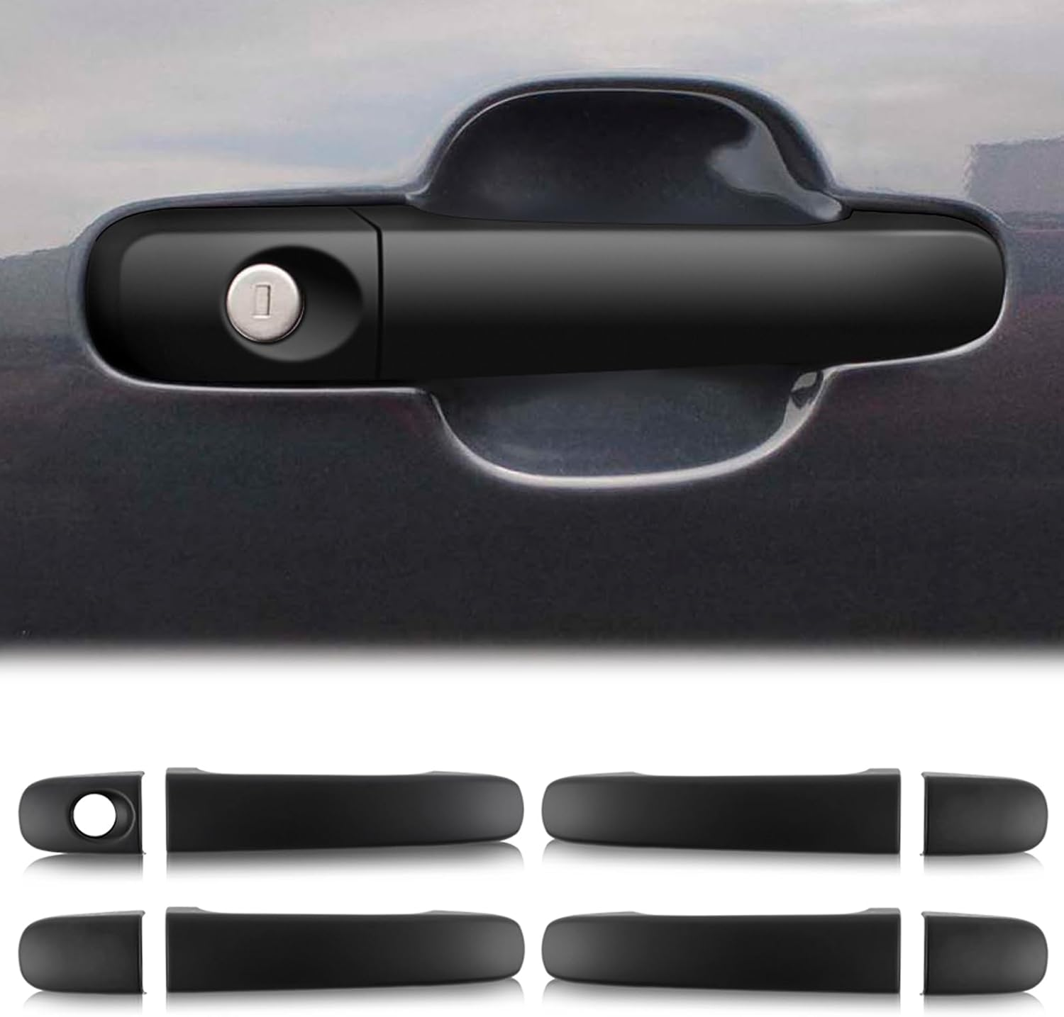 Car Door Handle Cover Scratch Protector for Ford Ranger PX1 PX2 PX3 2011-2022 Accessories, Key Entry Exterior Door Handle Cover Trims Guards, Matte Black 4PCS