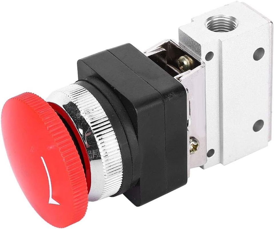 Spacnana G1/8 Pneumatic Mechanical Valve, Red Mushroom Push Button Switch, Lightweight and Durable, Aluminum Alloy Valve Body, Applicable for Mechanical Equipment, image number 6