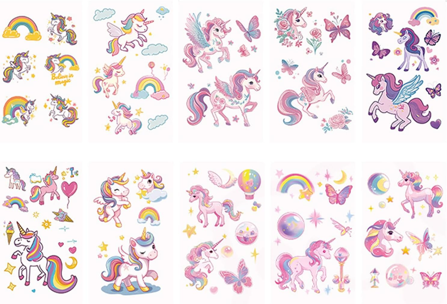 Shalve Unicorn Glitter Tattoo 12 Sheets Unicorn Temporary Tattoos Kit Party Favours Waterproof Fake Tattoos Birthday Party Favors Goodie Bags Stuffers image number 1