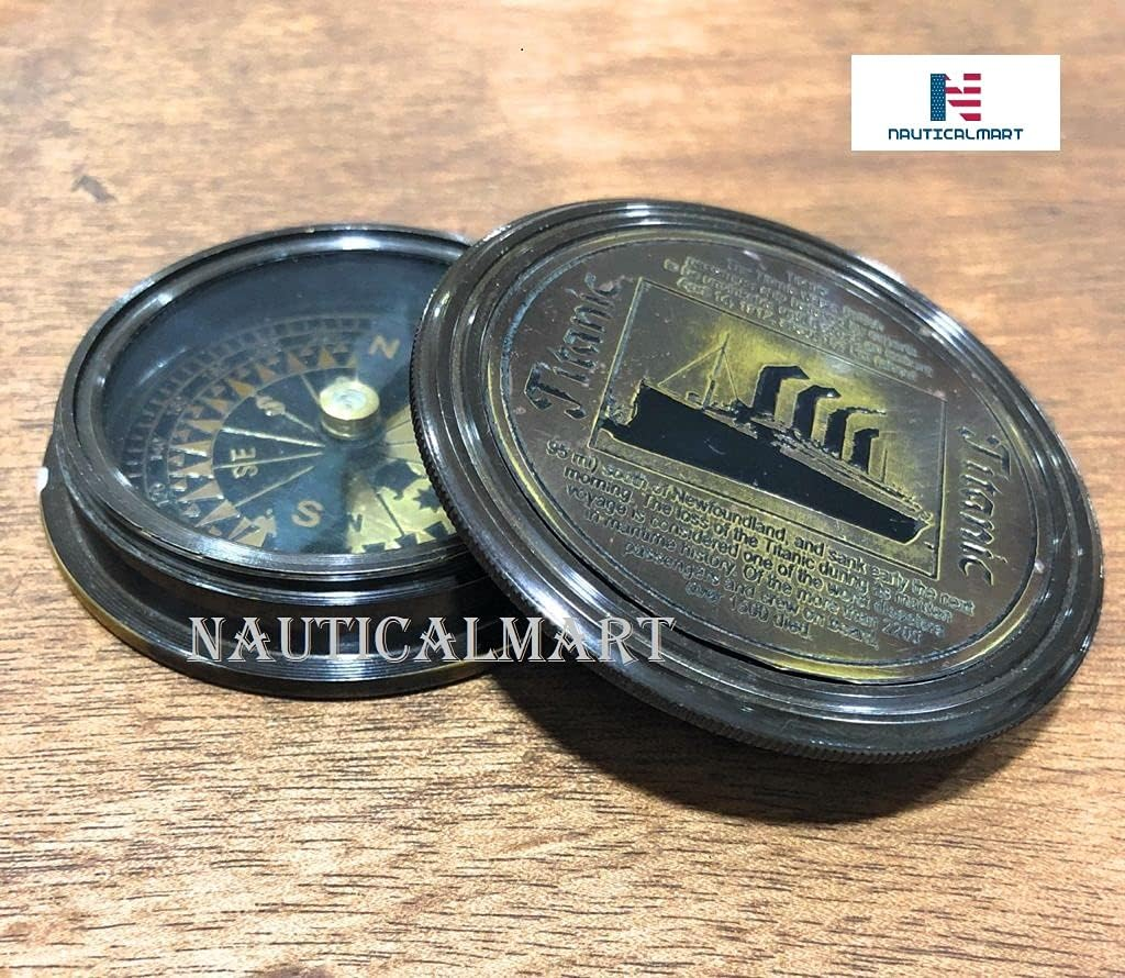 NAUTICALMART Titanic Antique Style Brass Compass Engraved Pocket Compass Unique Gift Baptism Gifts Missionary Gifts Birthday Gifts Love Gift image number 6