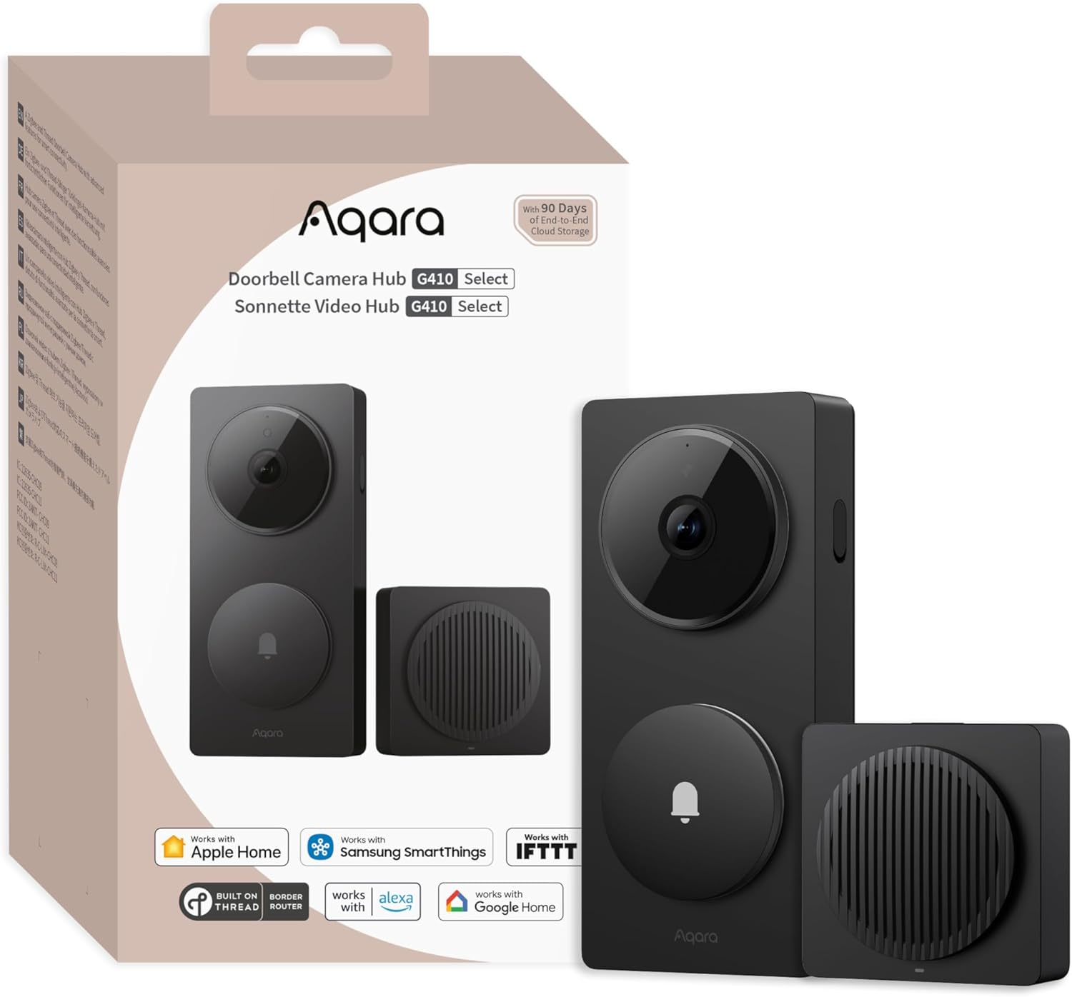 Aqara Smart Doorbell Camera G410 with Chime, 2K, Homekit Secure Video, 2-Way Audio, Built-In Matter Hub, Wireless/Wired, Supports Apple Home, Alexa, Google, Home Assistant, 2.4G/5Ghz Wi-Fi, Black image number 3