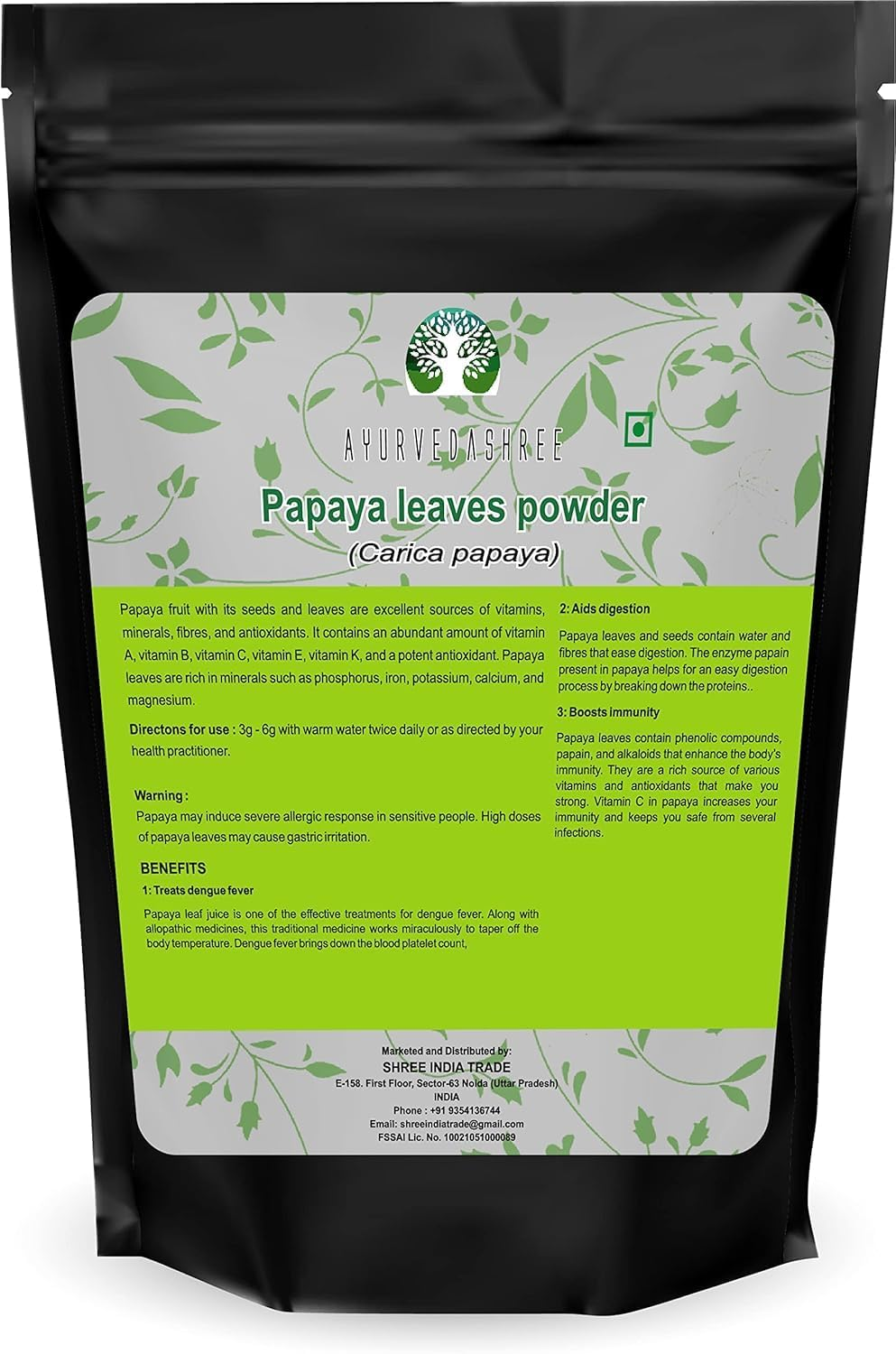 Papaya Leaf Powder 200 Gm | Dried from Fresh Green Leaves, Good to Make Tea, Juice Extract, 100% Leaves Powder(No Fruit, No Seeds) | Non-Gmo,Vegan | Herbal & Natural image number 3